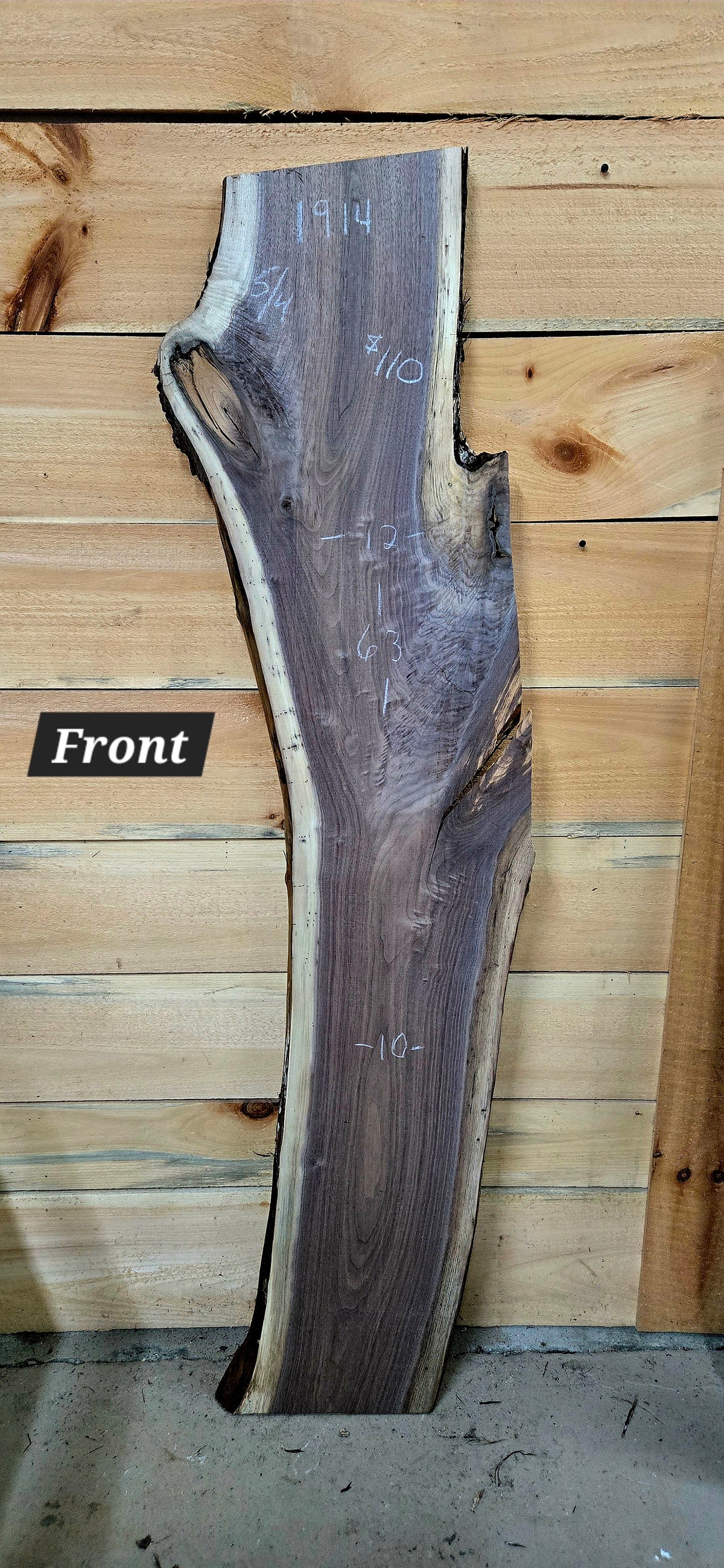 1914 Walnut Live Edge Slab – 63" x 10"-12" x 5/4"