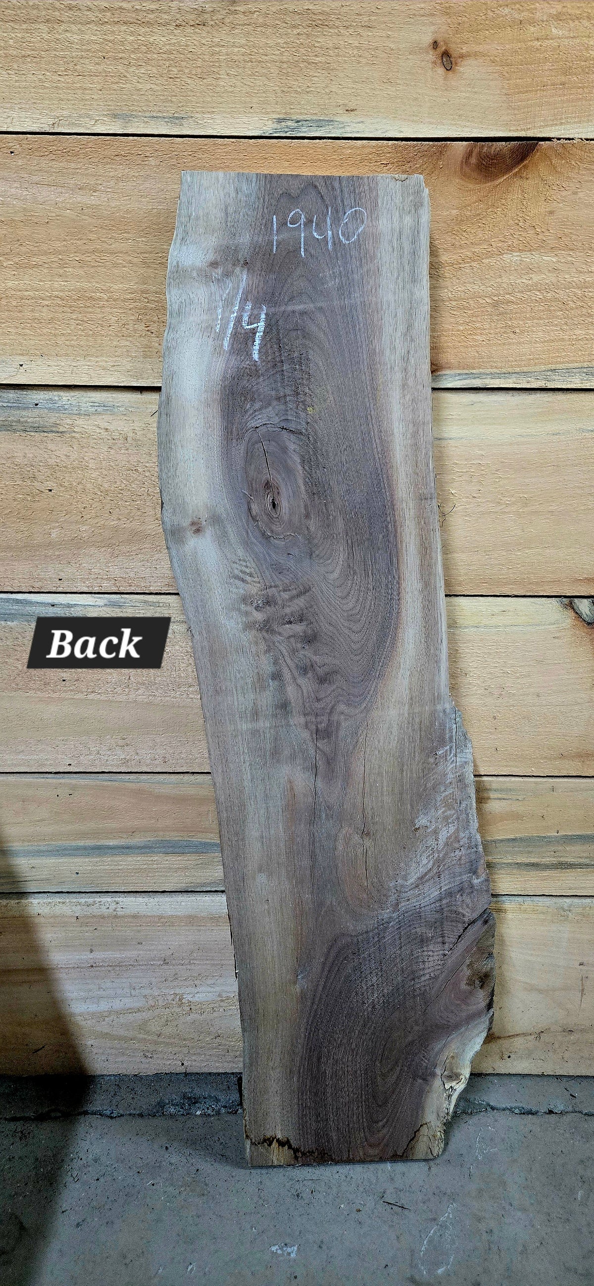 1940 Walnut Live Edge Slab – 39" × 6" - 9" × 7/4" – product image 2