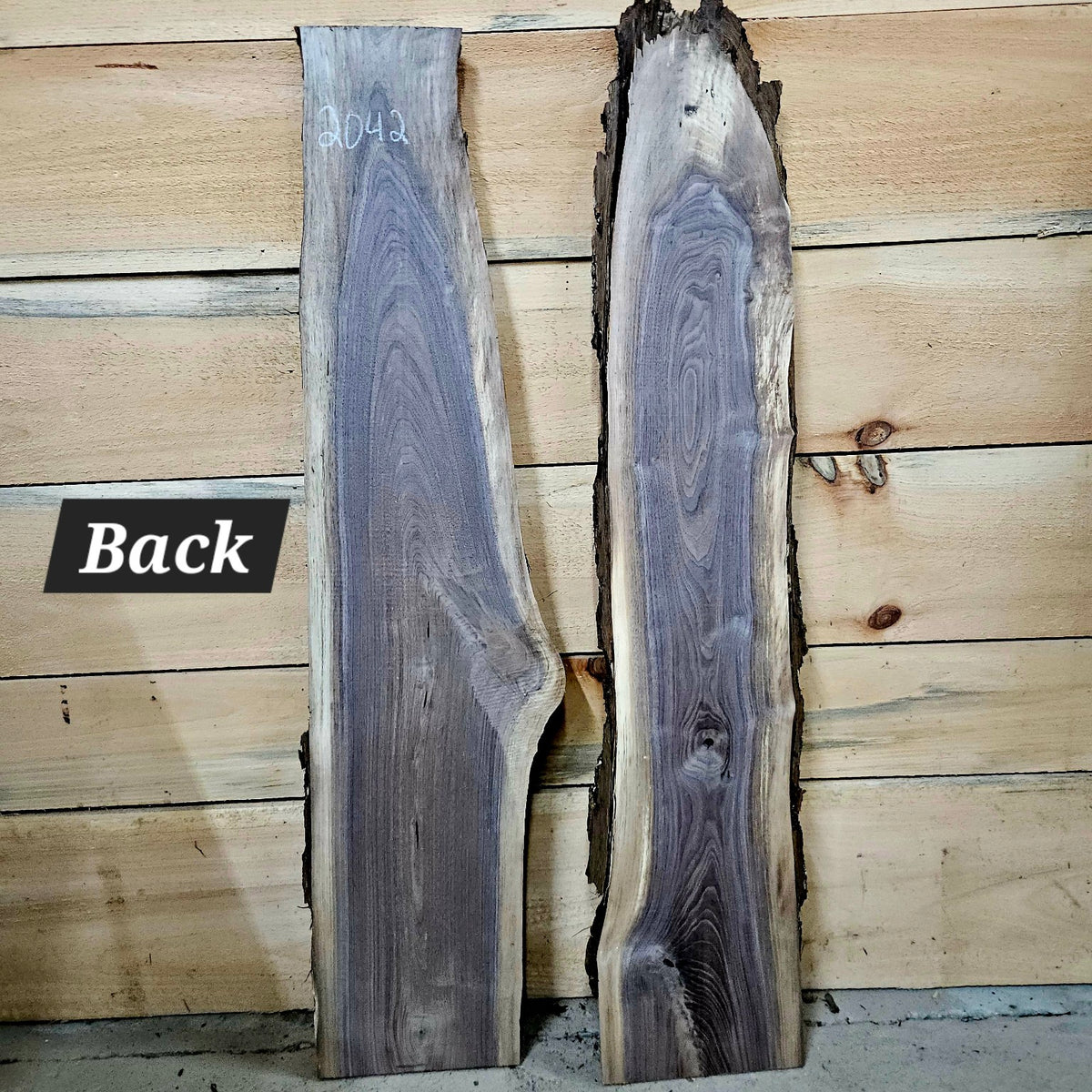 Two piece walnut DIY bundle 2042 back showing live edges and contrasting grain