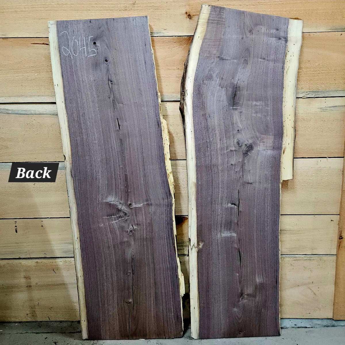 Walnut DIY bundle 2045 back showing two pieces with live edges and natural knots