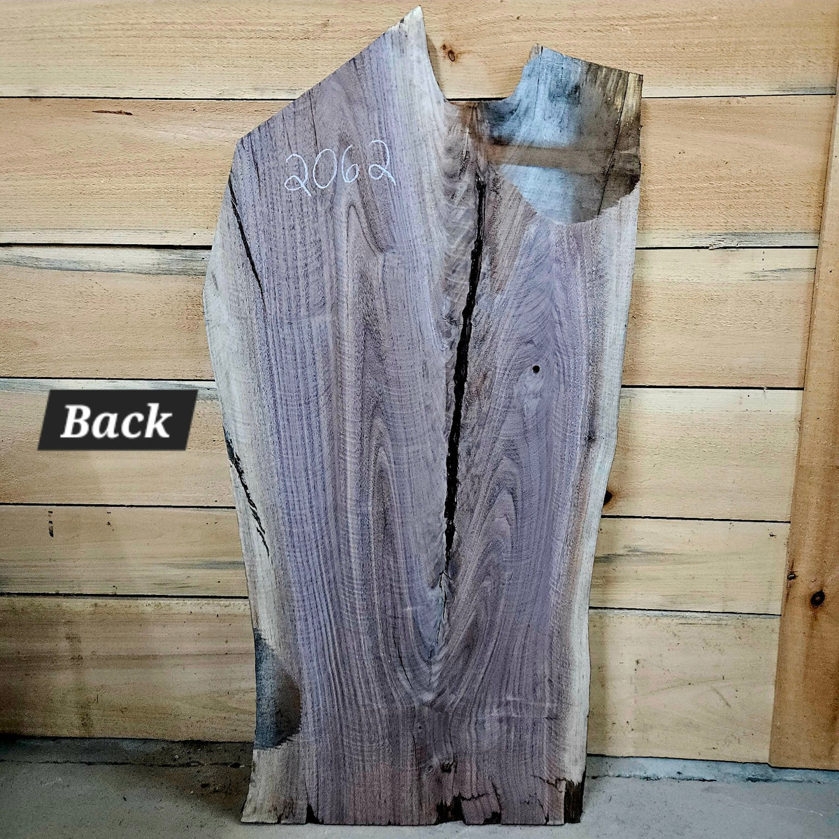 2062 walnut live edge slab back showing long natural open check