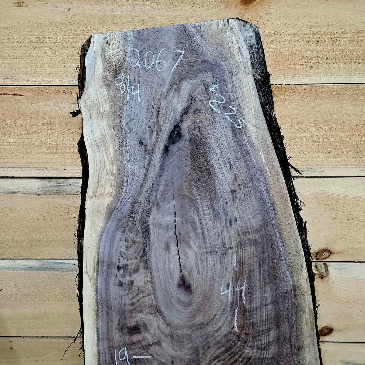 2067 walnut live edge slab front detail