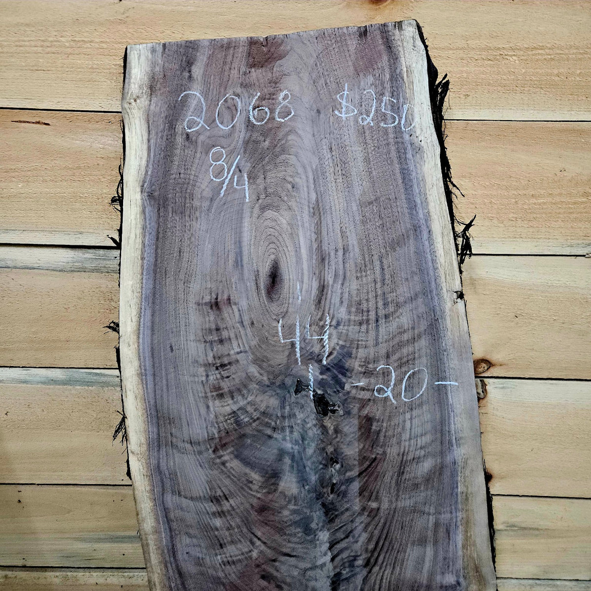2068 walnut live edge slab front detail