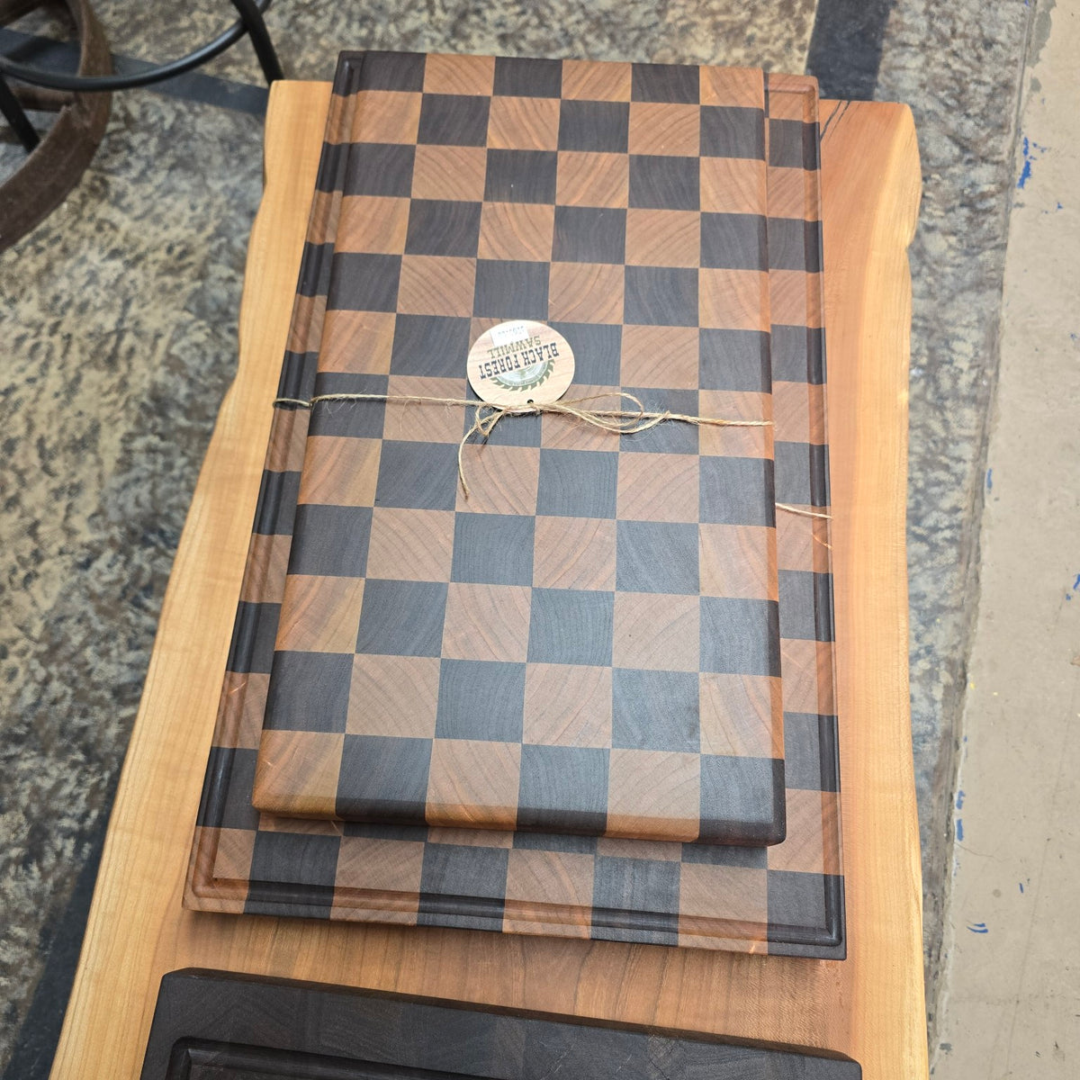Handmade checkerboard cutting boards