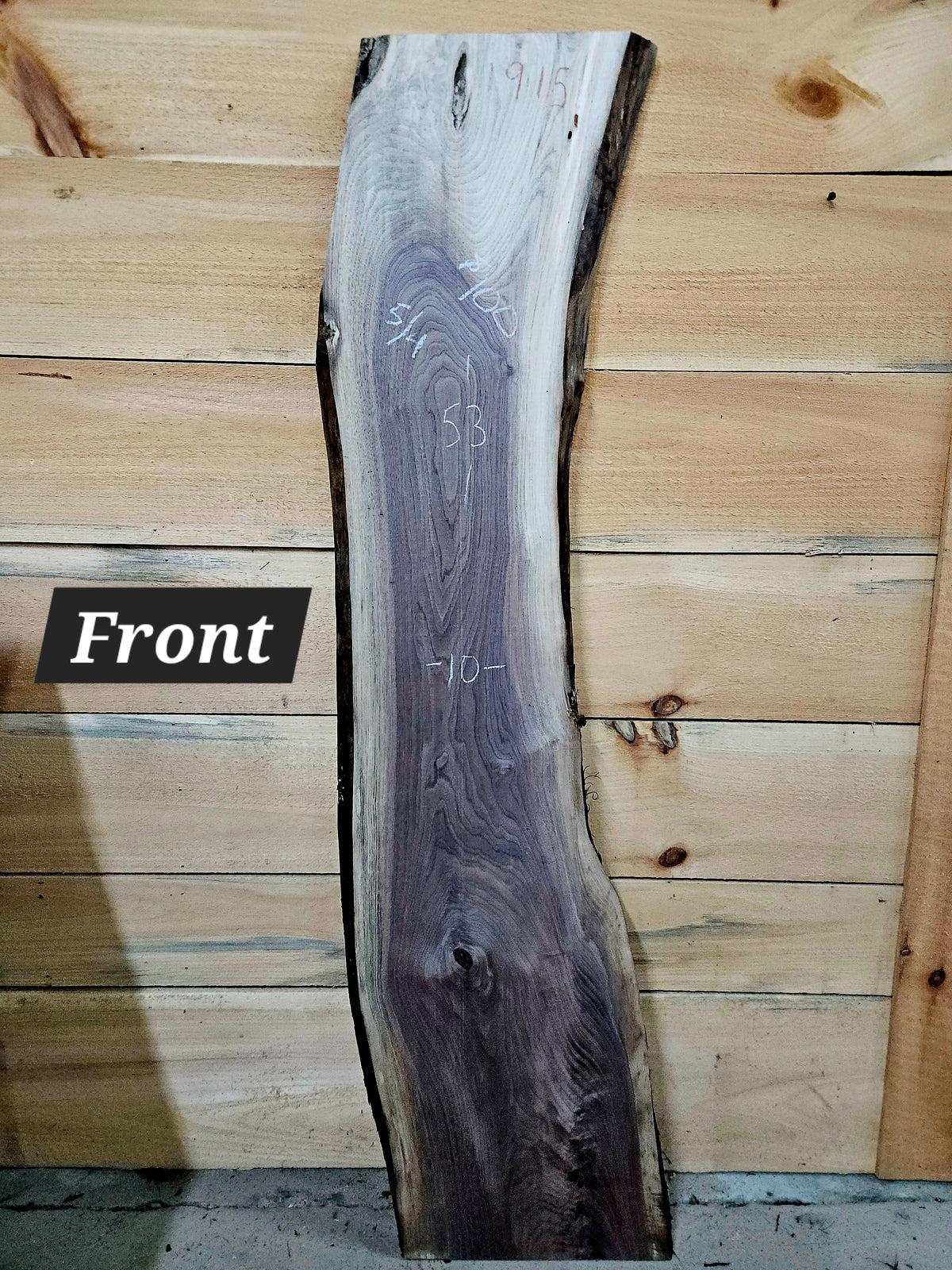 1915 Walnut Live Edge Slab – 53" × 10" × 5/4"