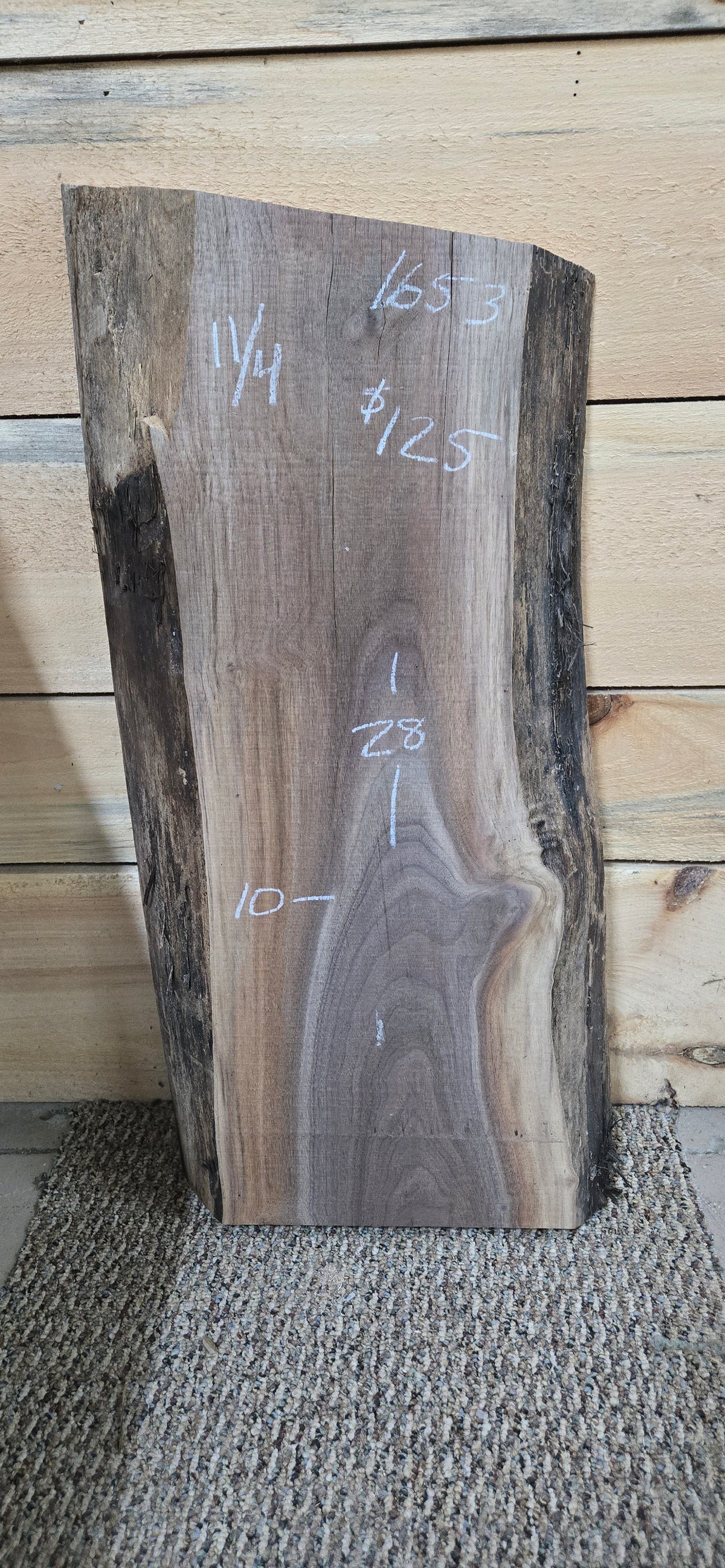 Walnut live edge slab #1653, view 1