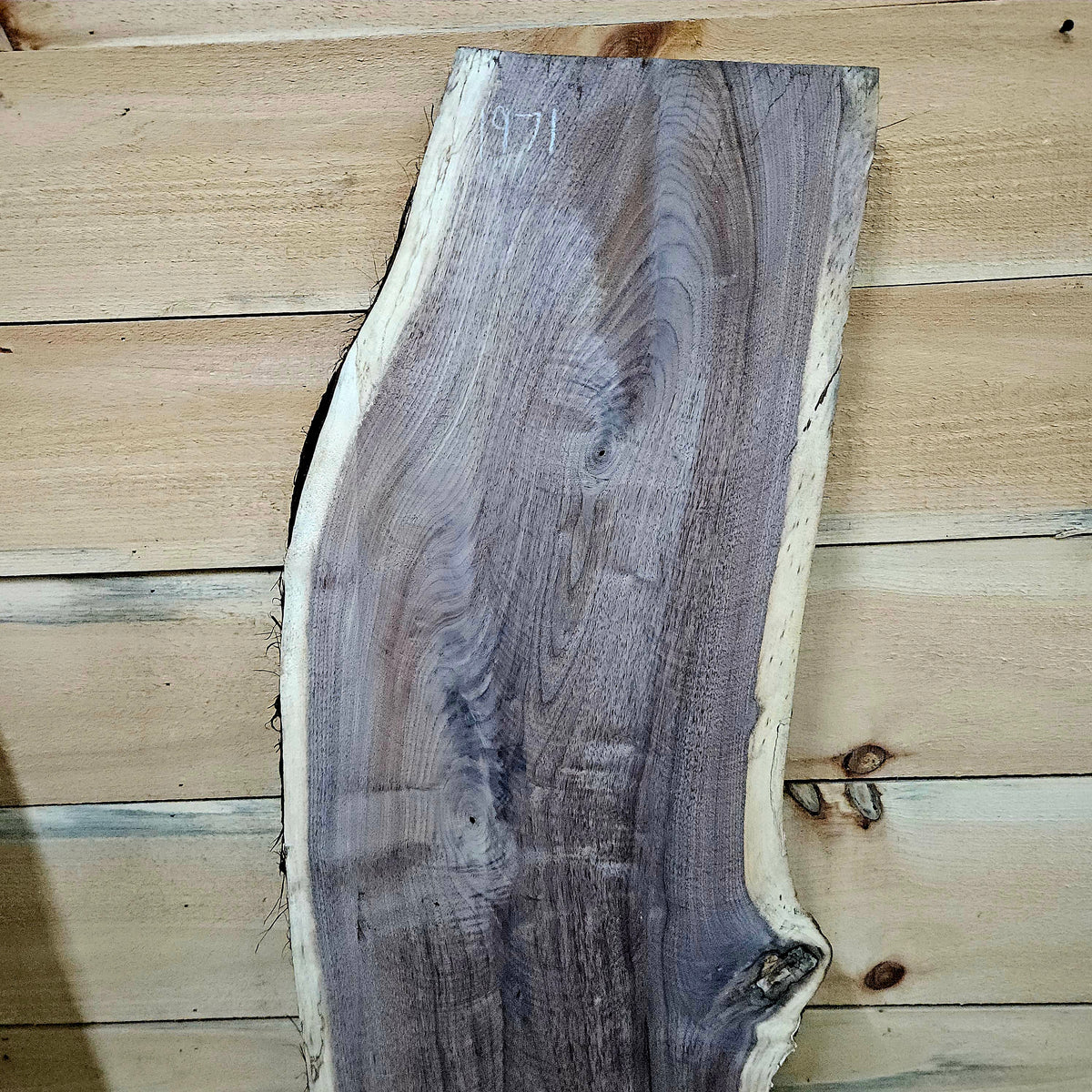 1971 Walnut Live Edge Slab – 47" × 13 - 15" × 8/4"
