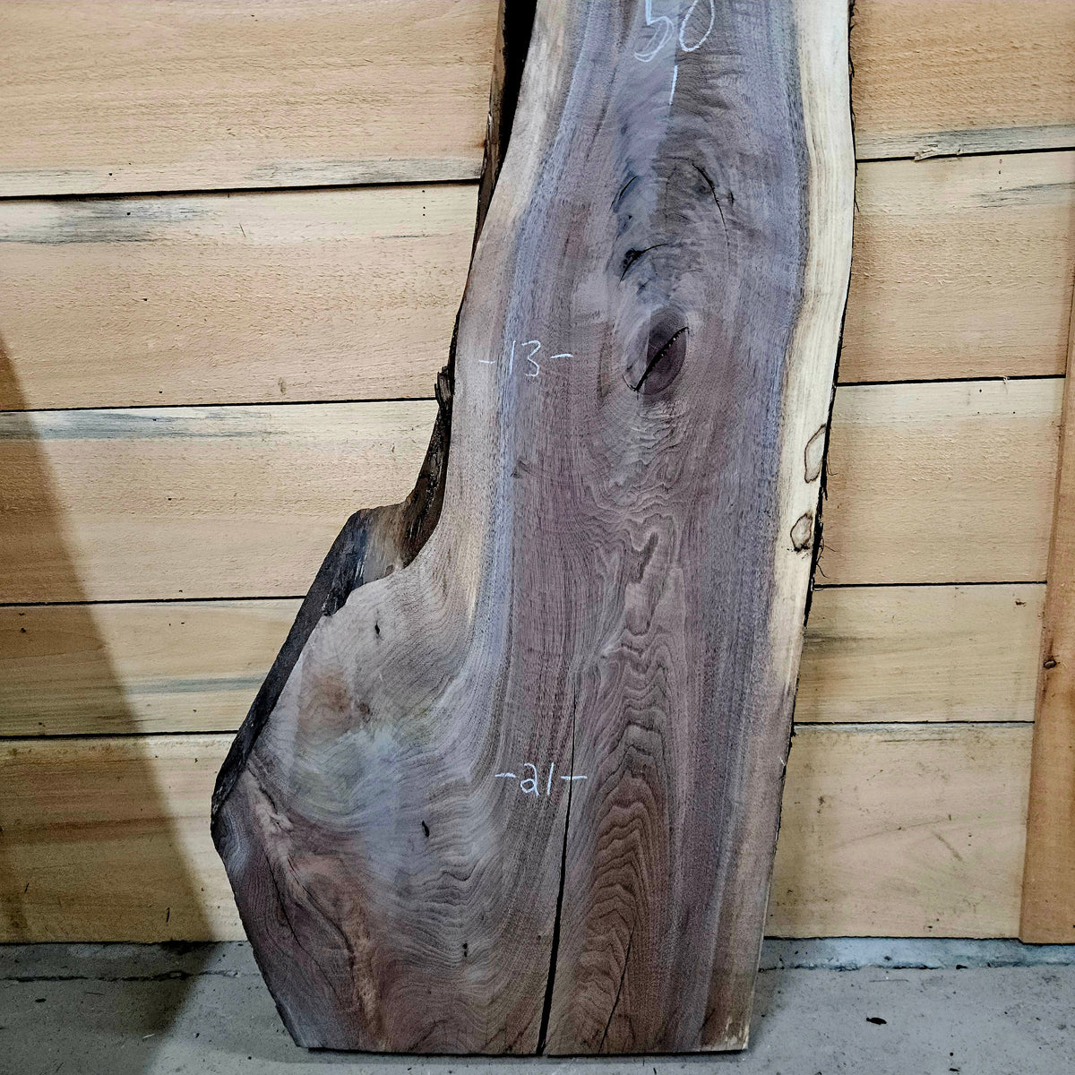1977 Walnut Live Edge Slab – 50" × 9 - 21" × 8/4"