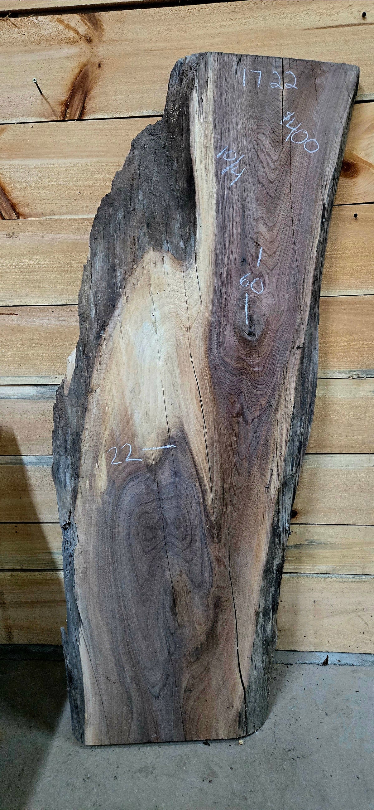 Walnut live edge slab #1722, view 1