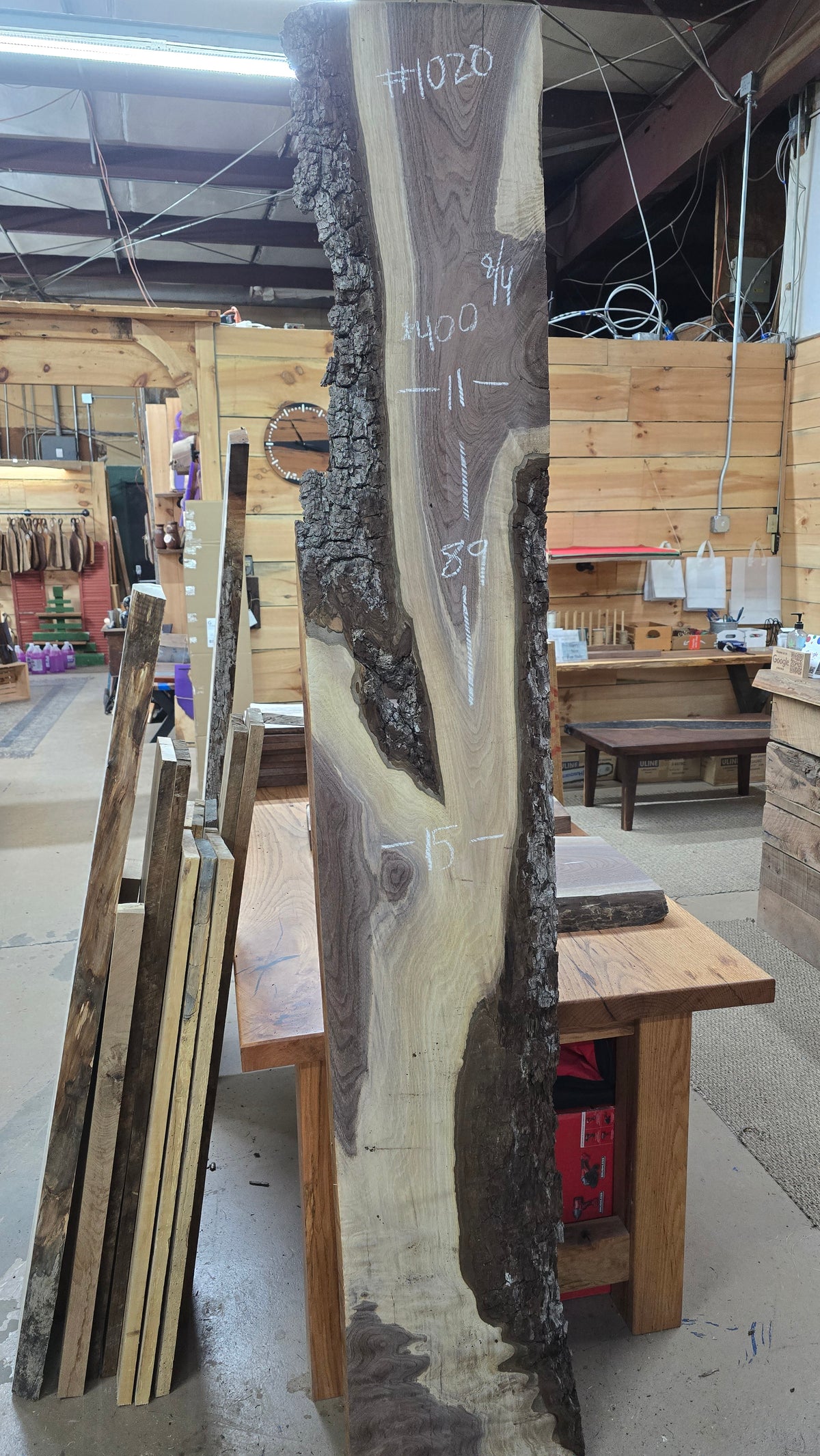Walnut live edge slab #1020, view 1