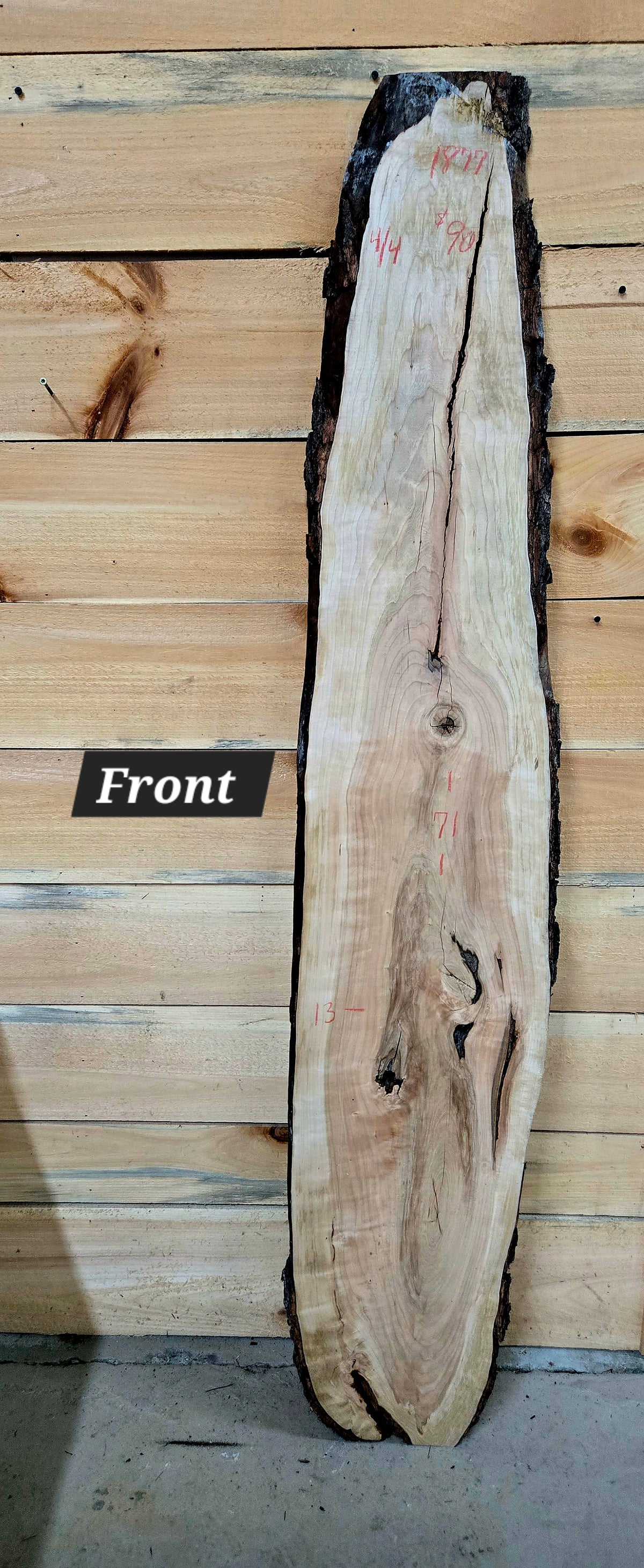 Curly Cherry live edge slab #1877, view 1