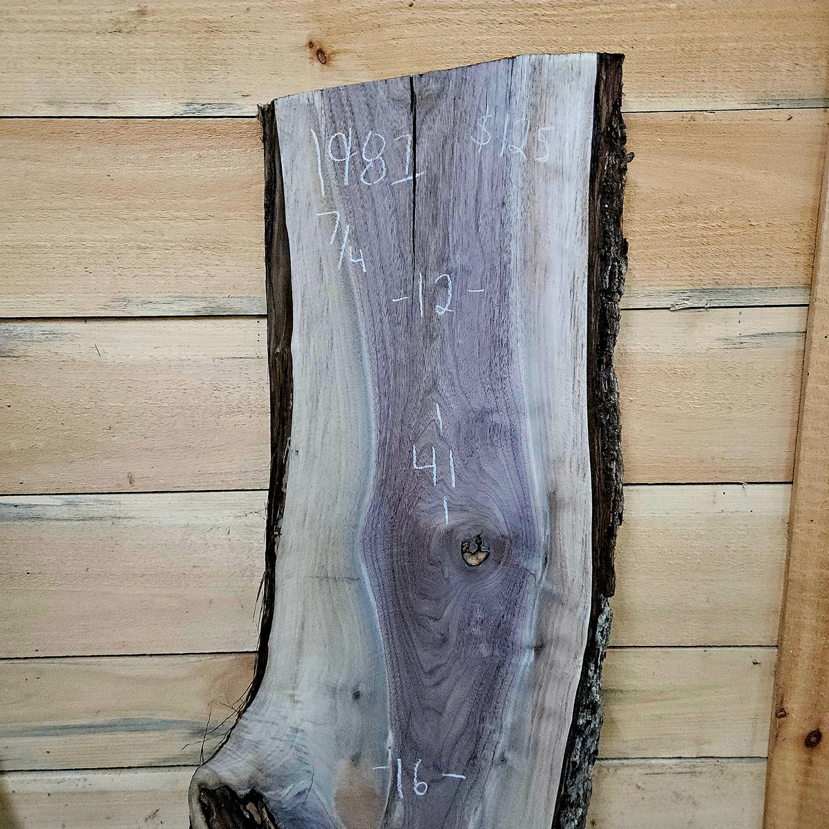 1981 Walnut Live Edge Slab – 41" × 12 - 16" × 7/4"