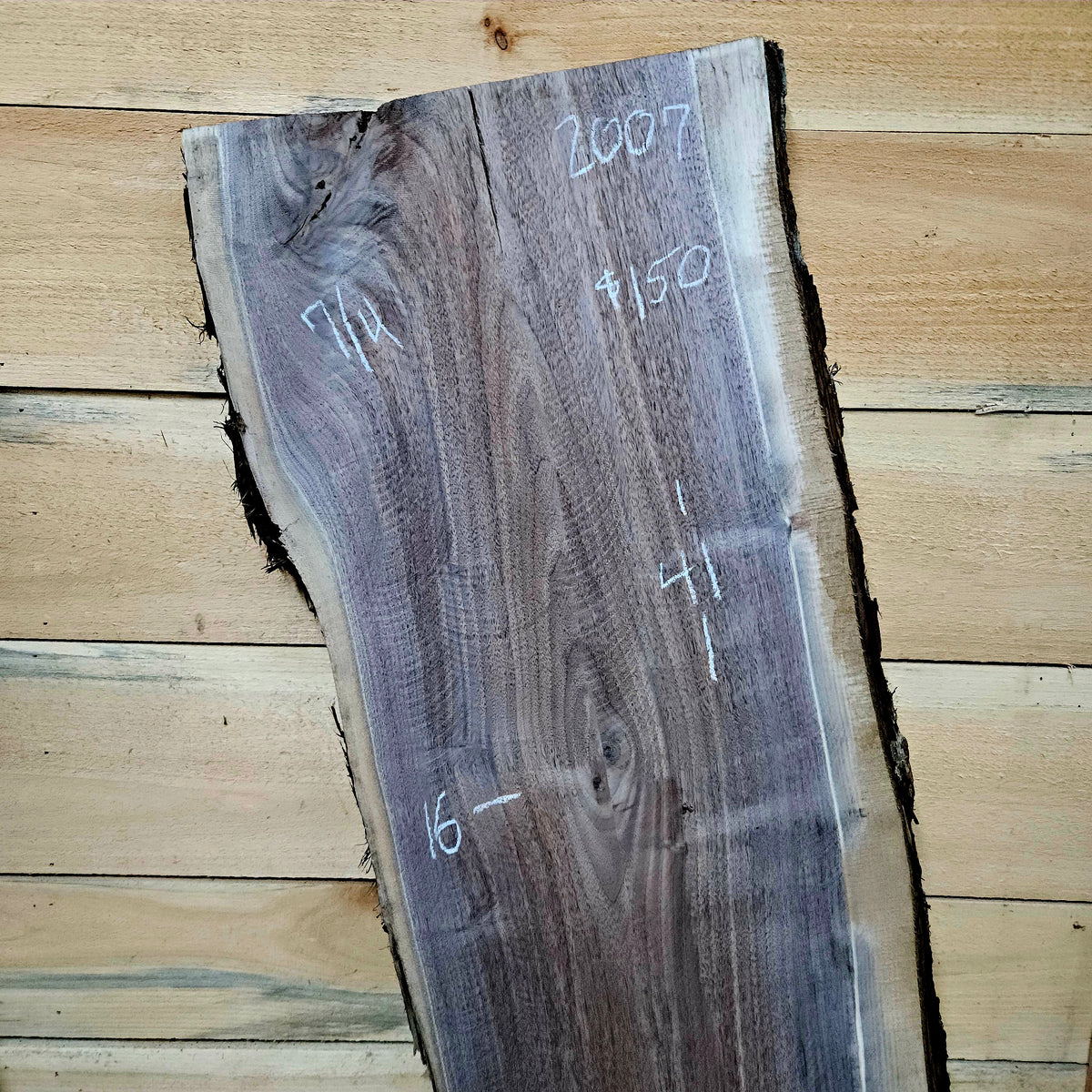 2007 Walnut Live Edge Slab – 41" × 16" × 7/4"