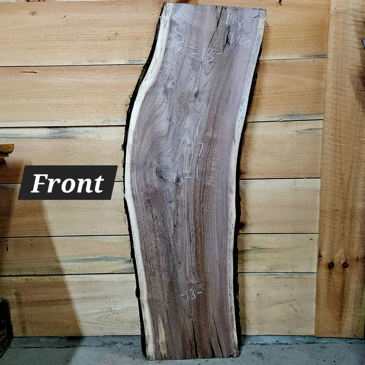1950 Walnut Live Edge Slab – 47" × 13 - 15" × 7/4"
