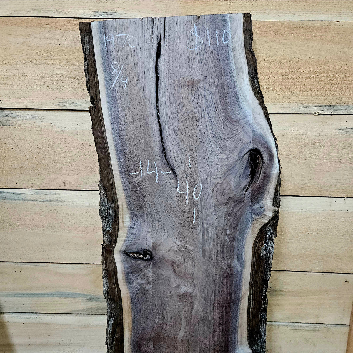 1970 Walnut Live Edge Slab – 40" × 10 - 14" × 8/4"