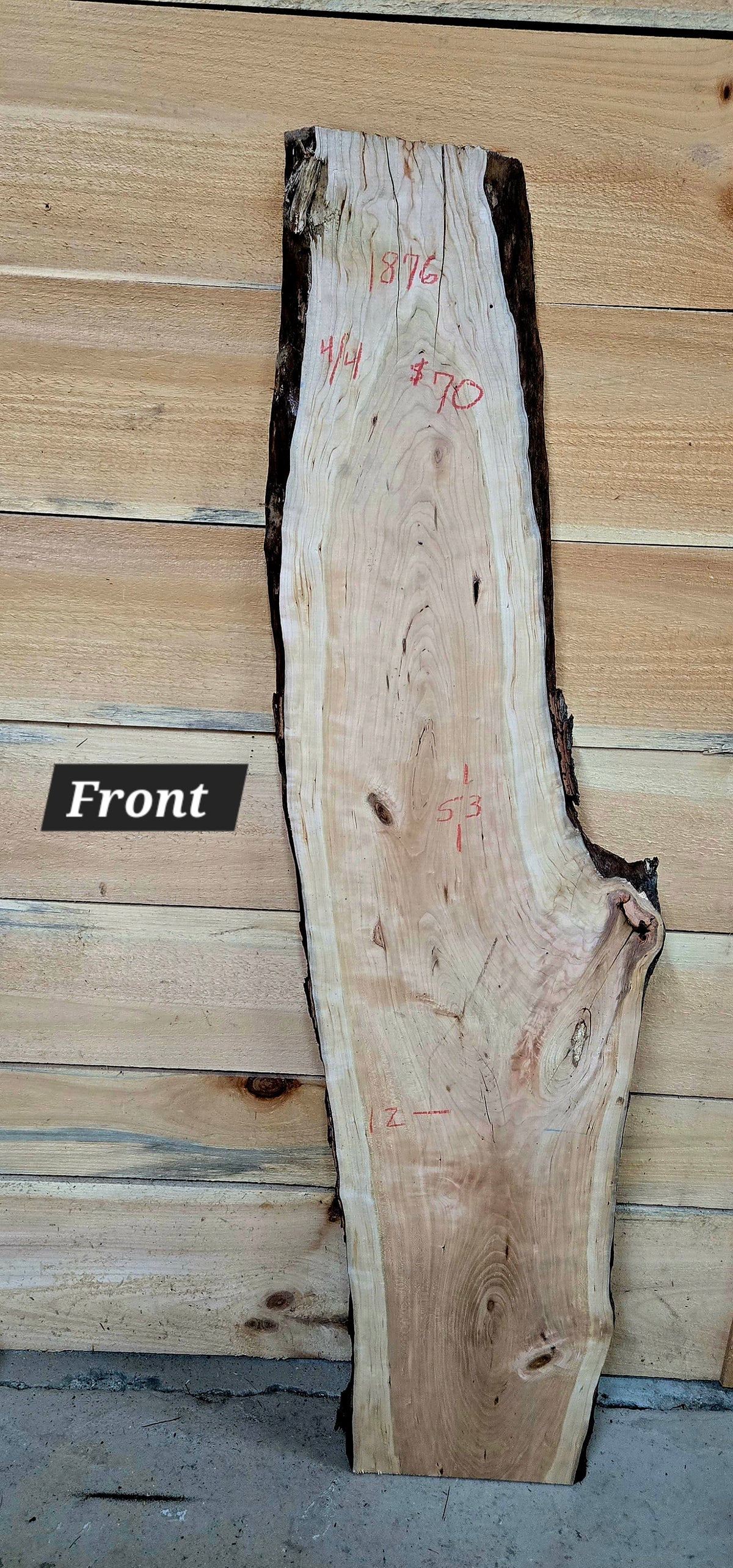 Curly Cherry live edge slab #1876, view 1
