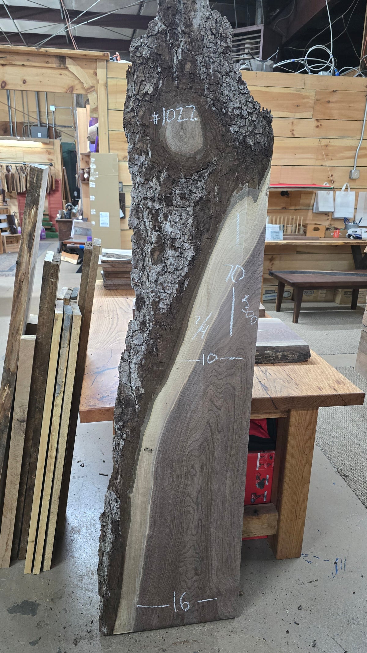 Walnut live edge slab #1022, view 1