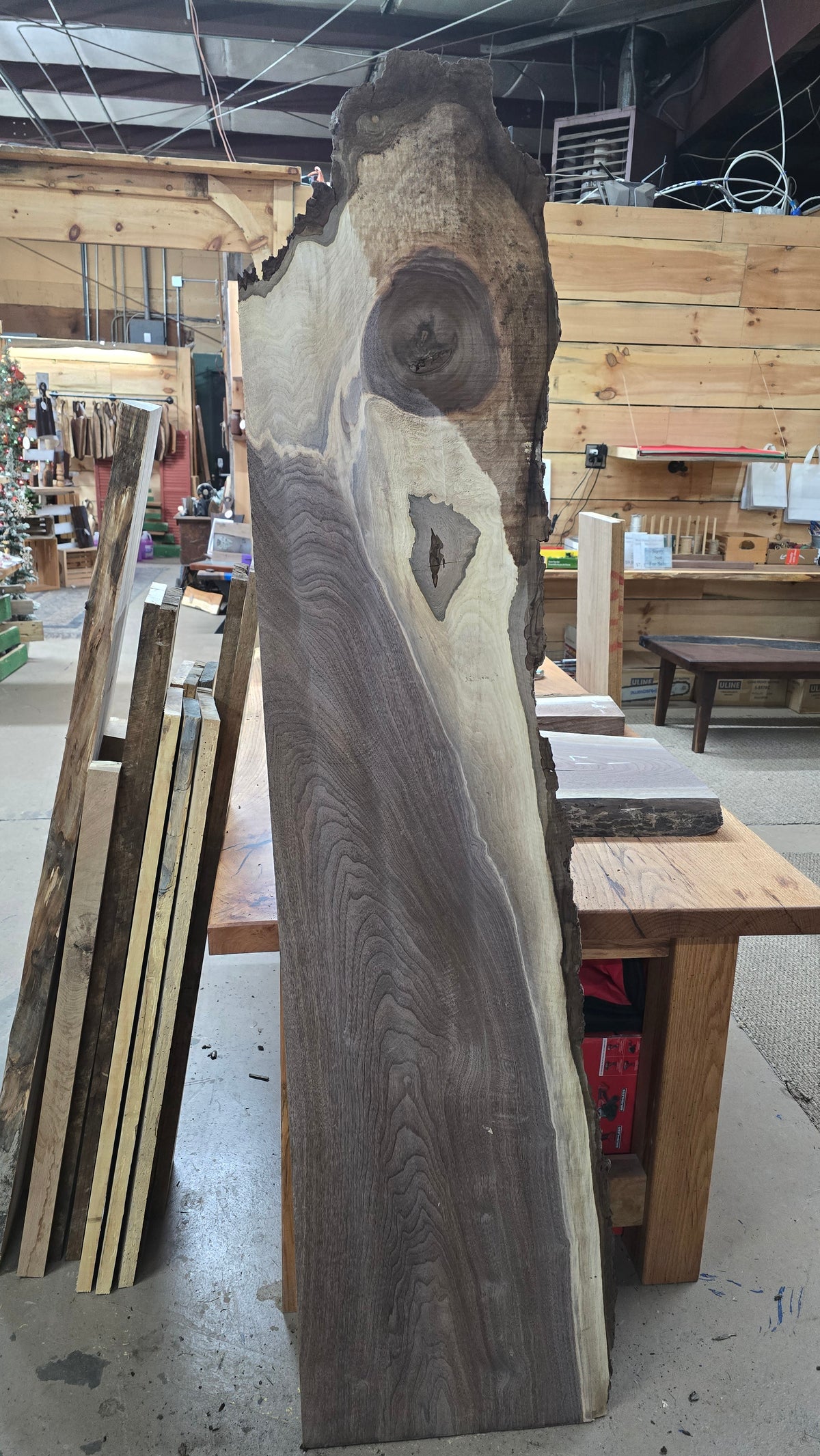 Walnut live edge slab #1022, view 2