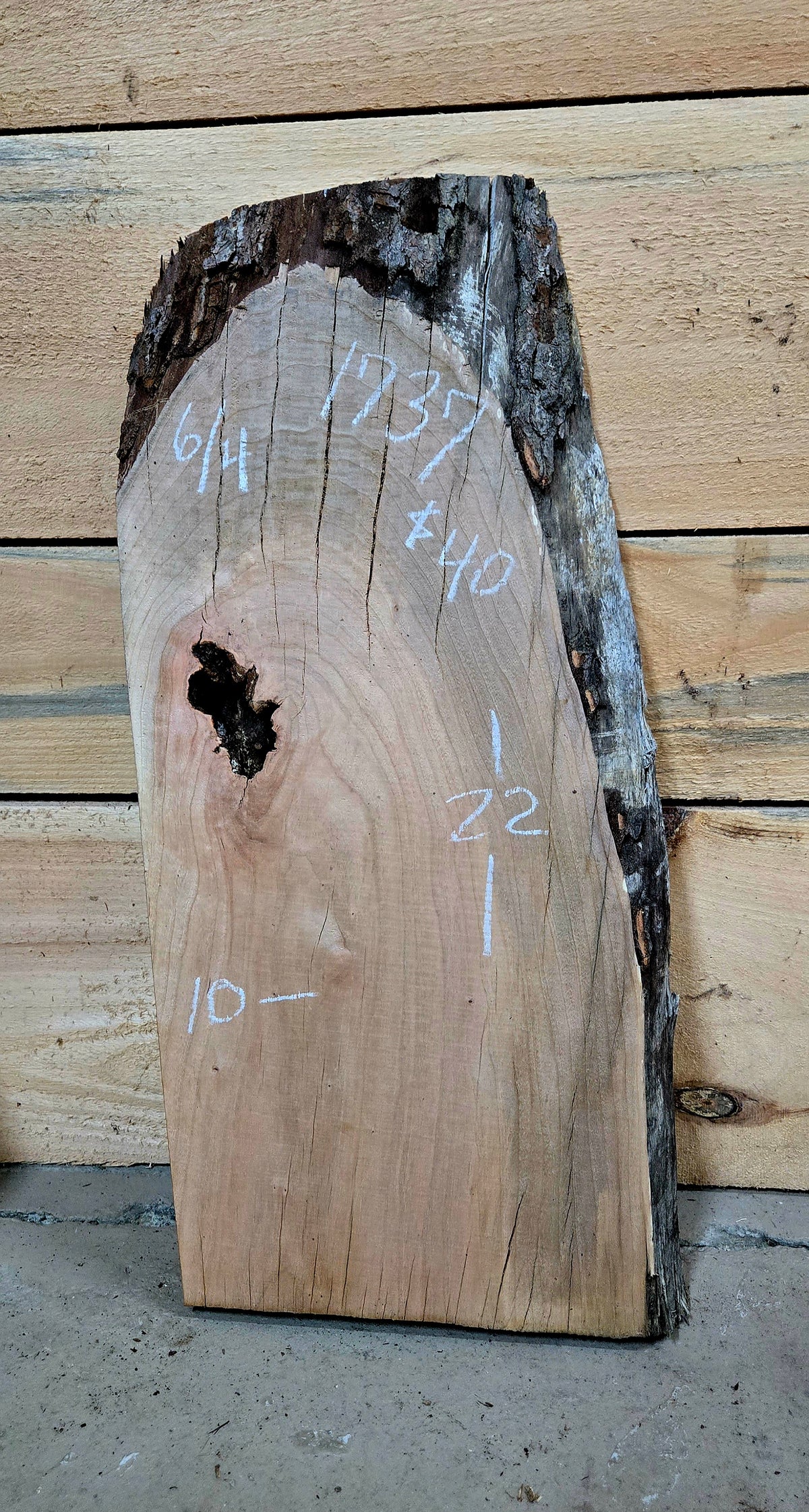 Cherry live edge slab #1737, view 1