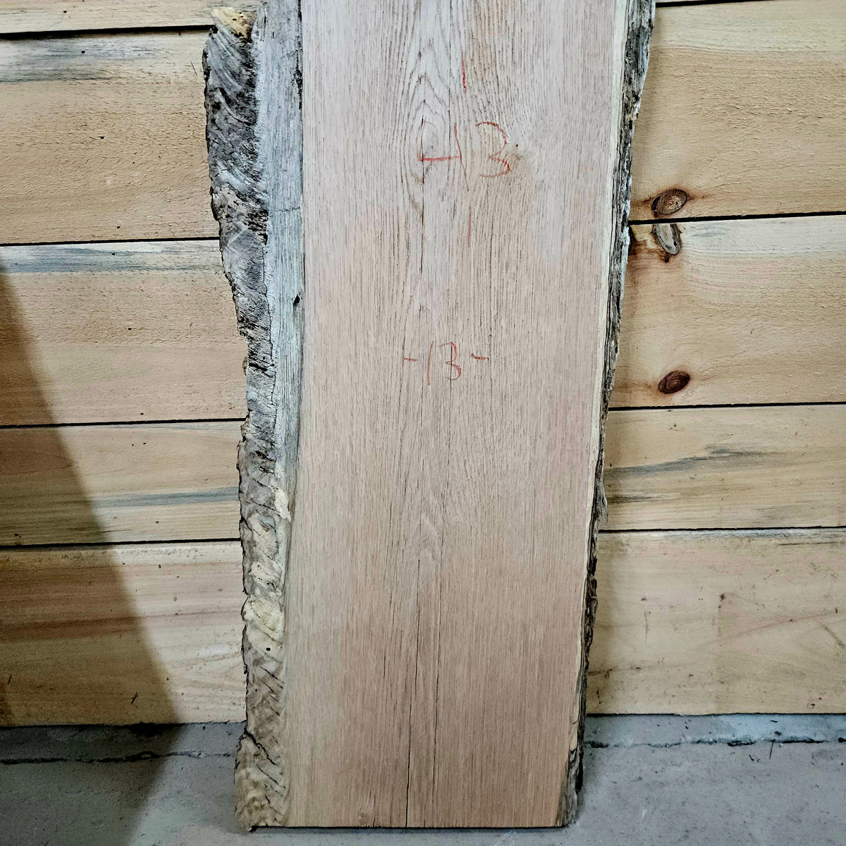 1963 White Oak Live Edge Slab – 43" × 12 - 13" × 8/4"