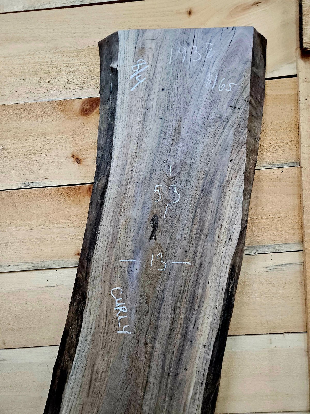 1938 Walnut Live Edge Slab – 53" × 13" × 8/4" – product image 2
