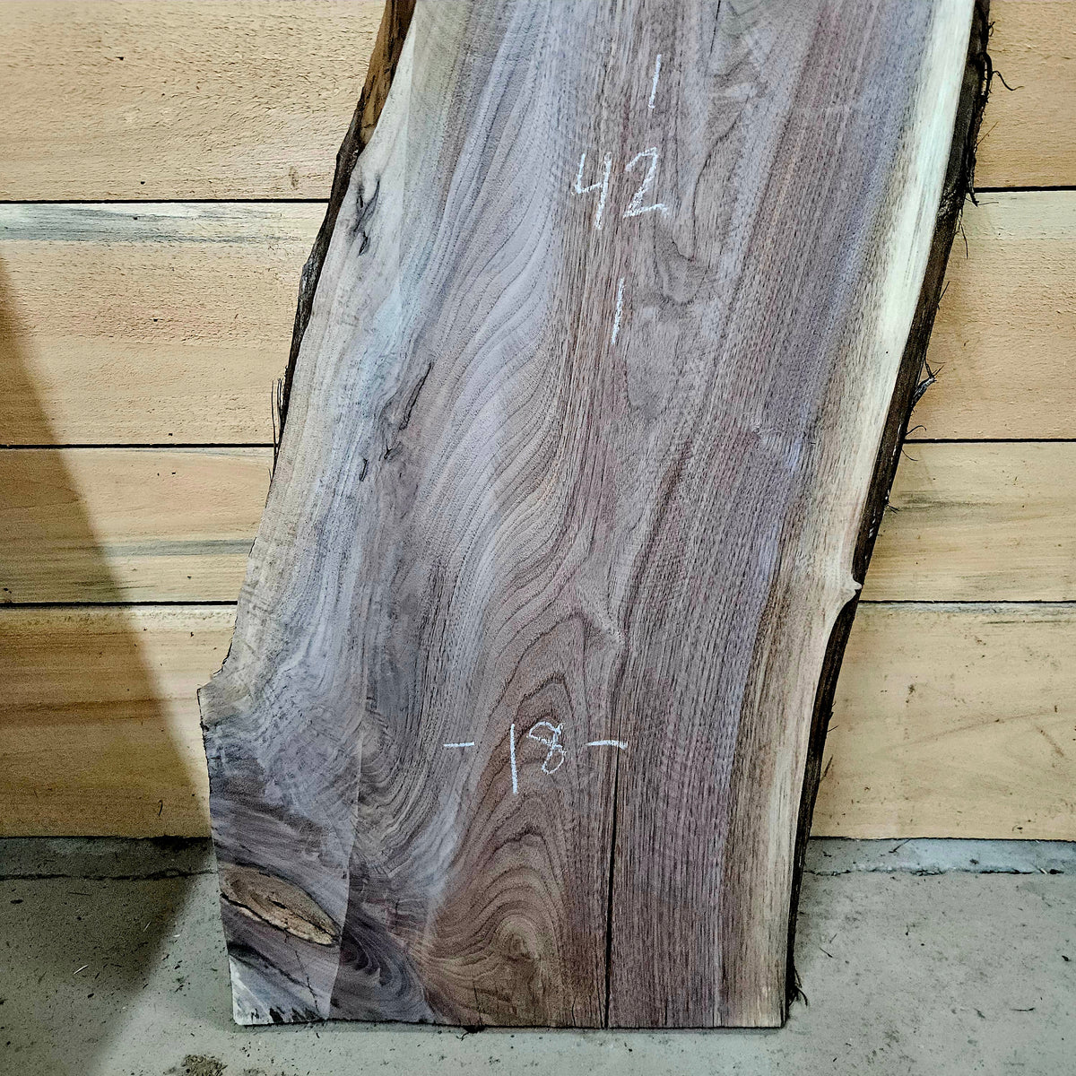 1990 Walnut Live Edge Slab – 42" × 14 - 18" × 7/4"