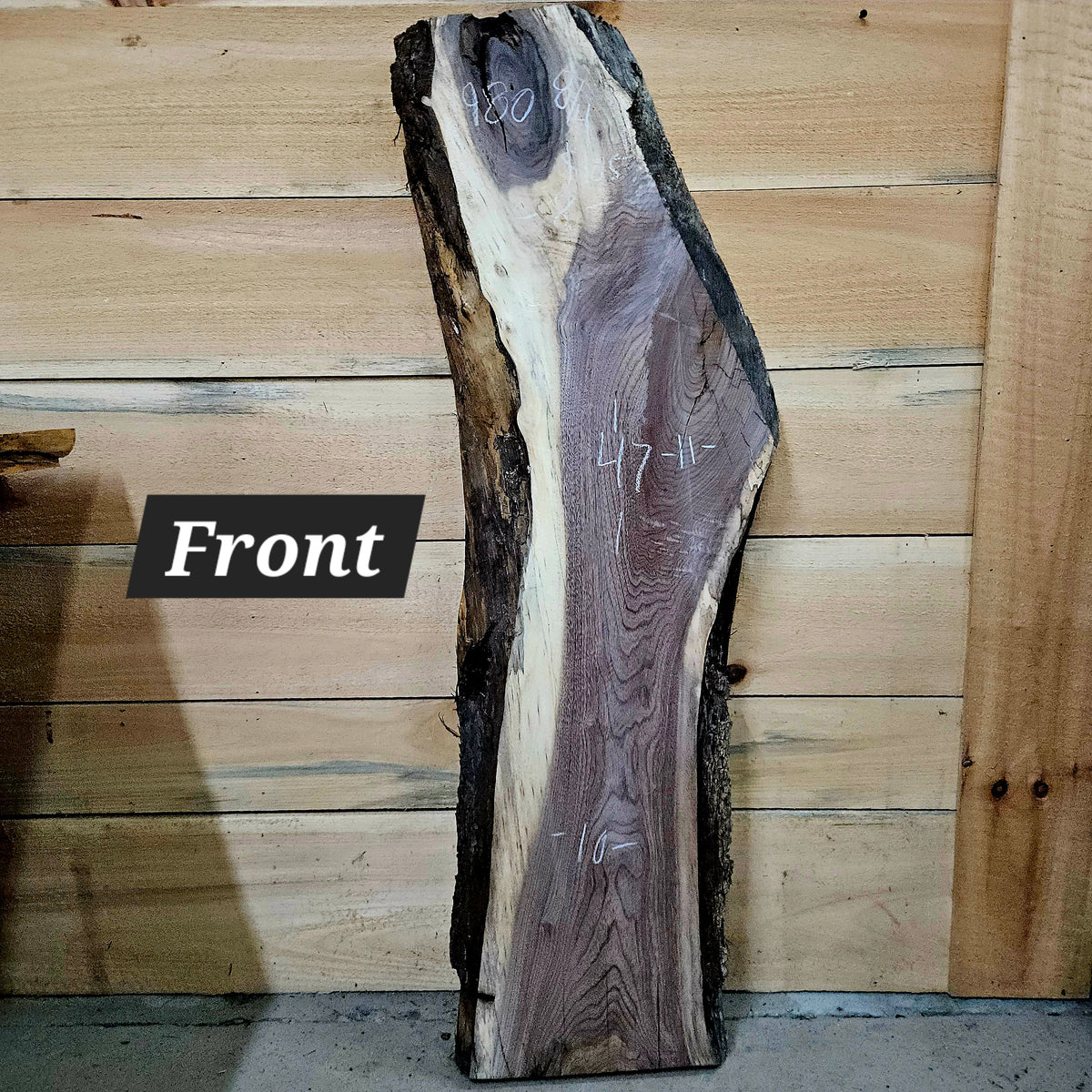 1980 Walnut Live Edge Slab – 47" × 8 - 11" × 8/4"