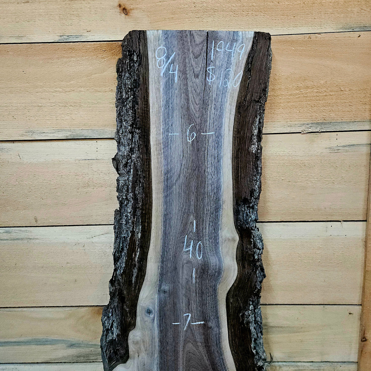 1949 Walnut Live Edge Slab – 40" × 6 - 7" × 8/4"