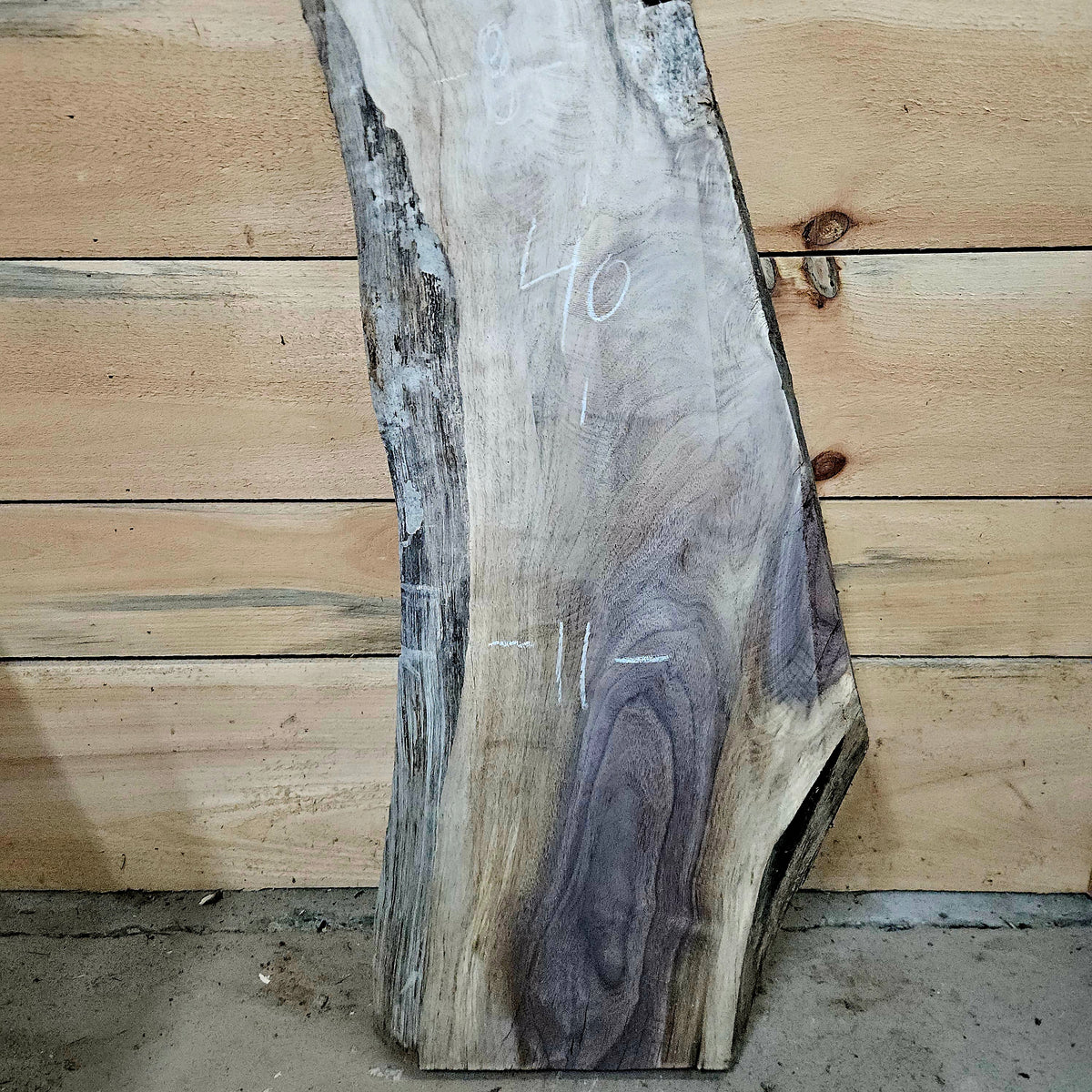 2017 Walnut Live Edge Slab – 40" × 8 - 11" × 8/4"
