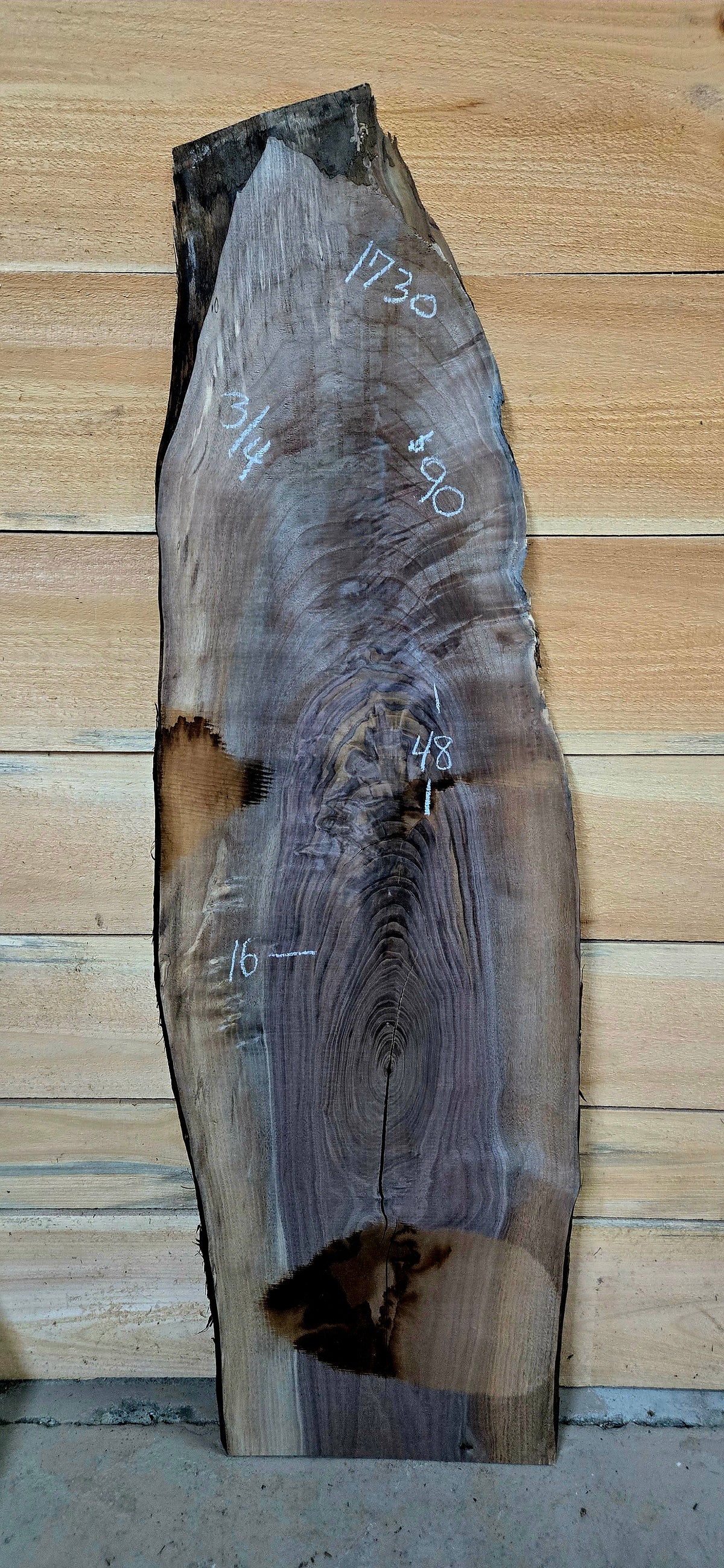 Walnut live edge slab #1730, view 1