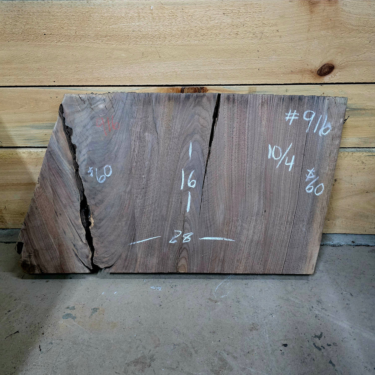 916 Walnut Live Edge Slab – 16" × 28" × 10/4"
