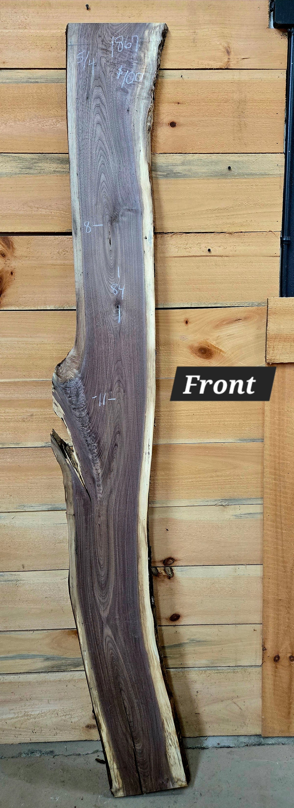 Walnut live edge slab #1867, view 1
