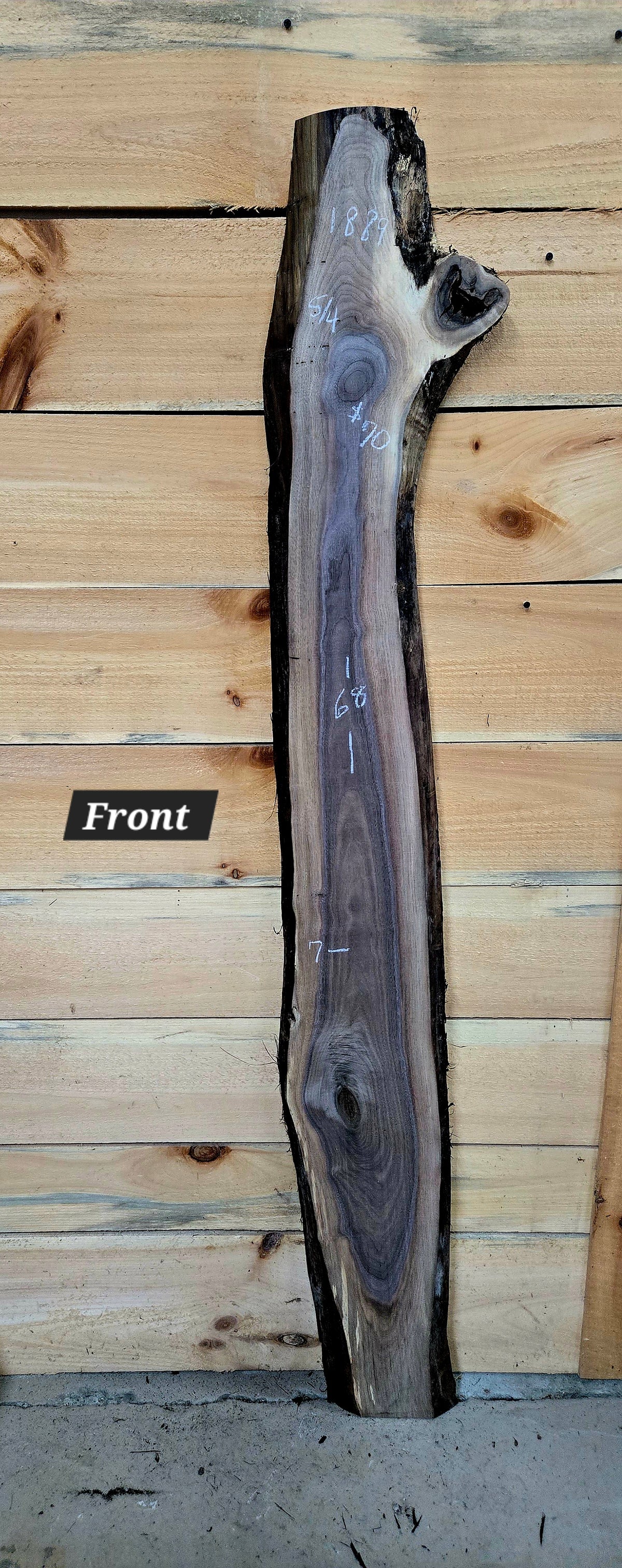 Walnut live edge slab #1889, view 1