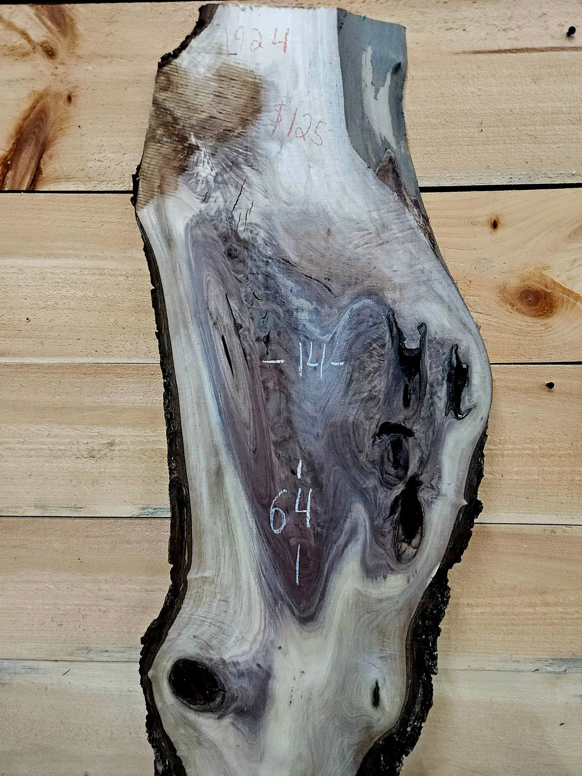 1924 Walnut Live Edge Slab – 64" × 9-14" × 4/4" – product image 2