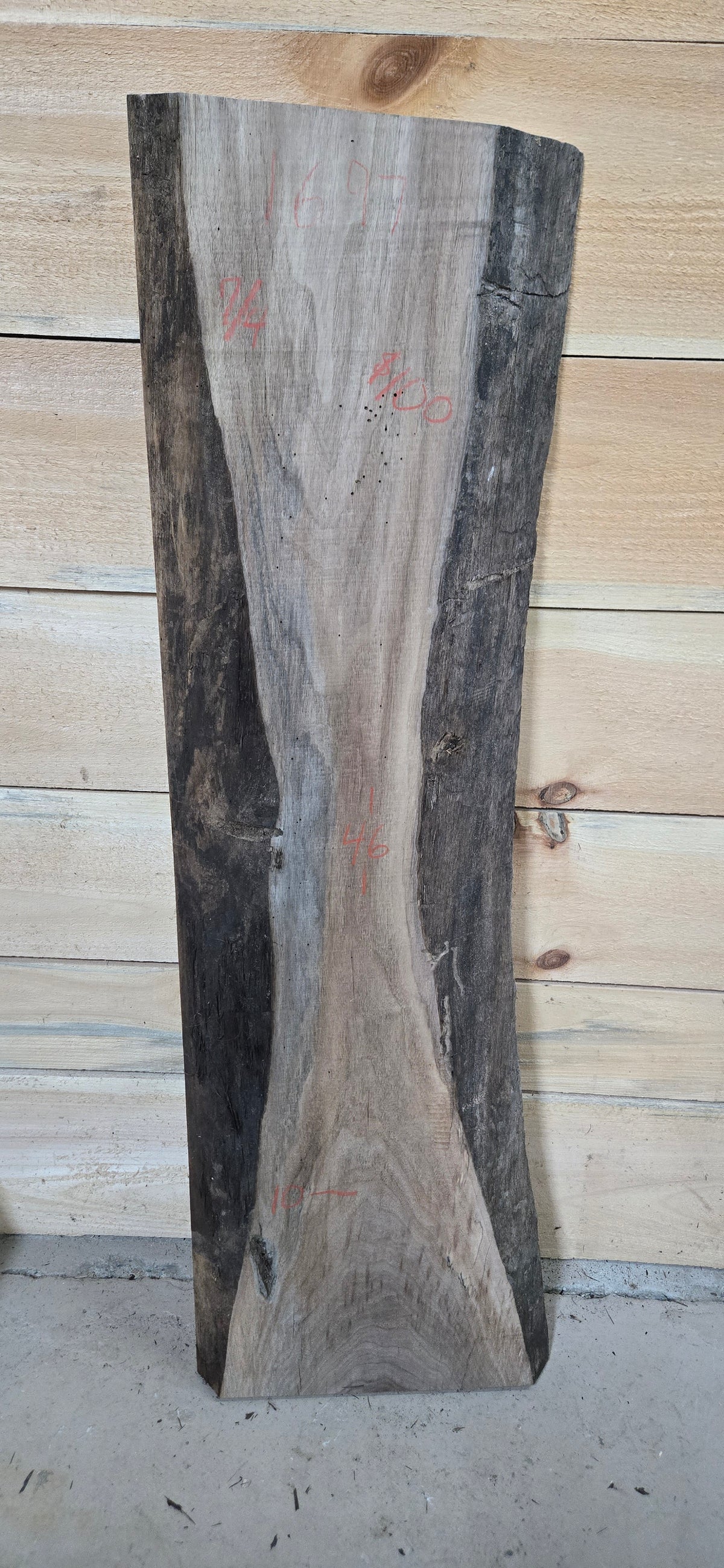 Walnut live edge slab #1697, view 1