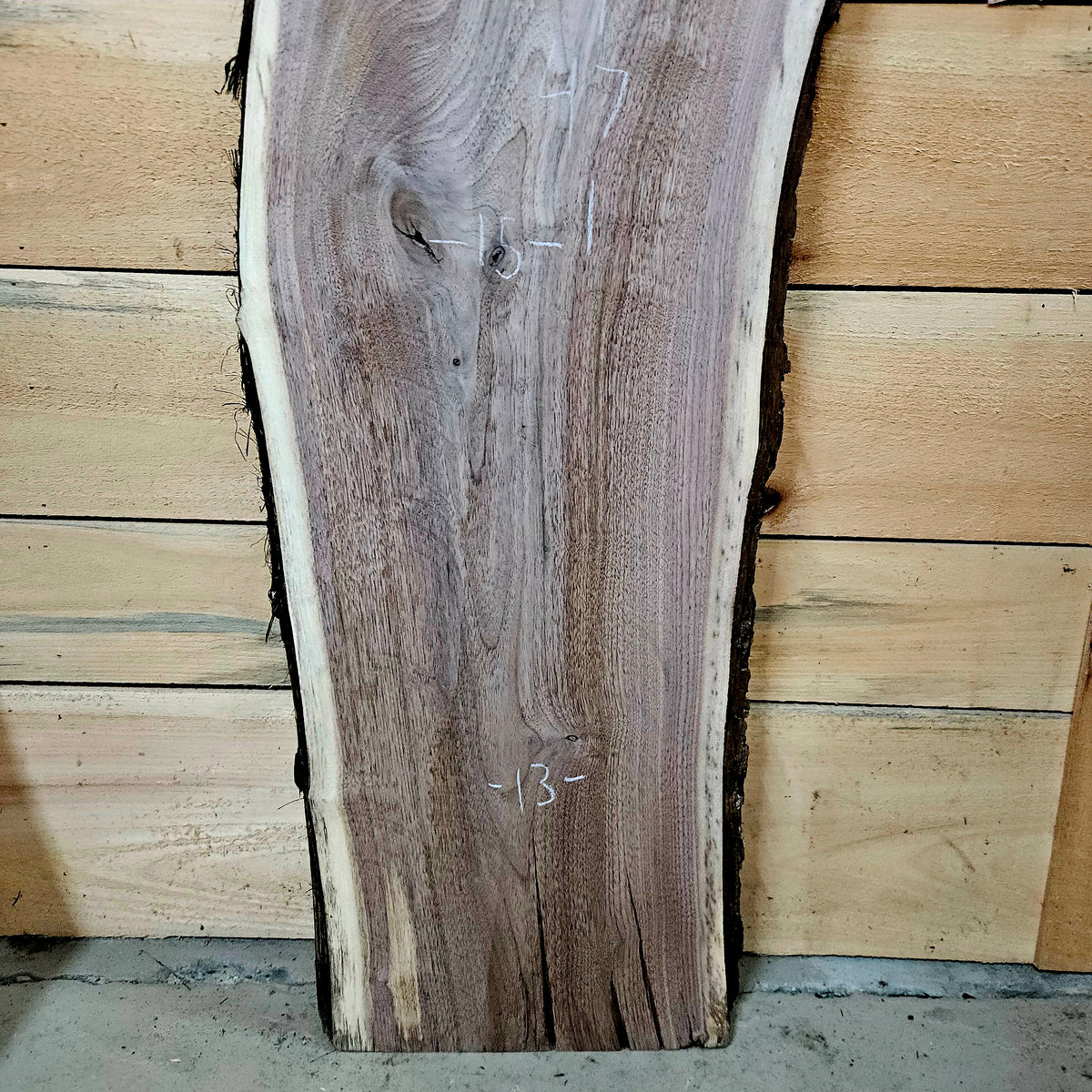 1950 Walnut Live Edge Slab – 47" × 13 - 15" × 7/4"