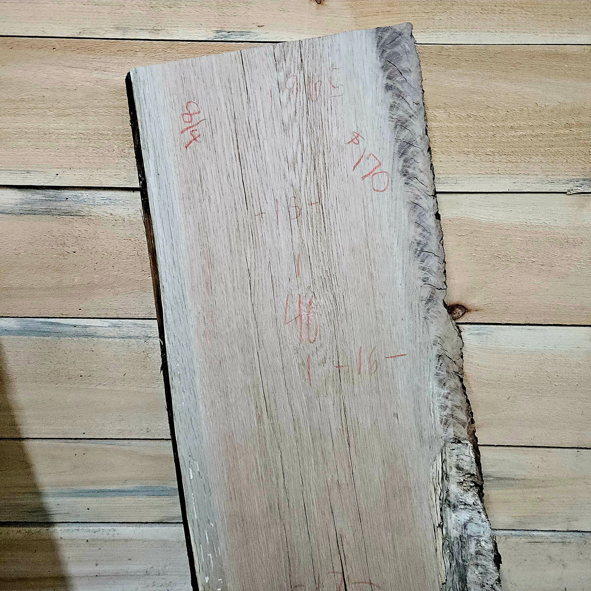 1965 White Oak Live Edge Slab – 40" × 15 - 17" × 8/4"