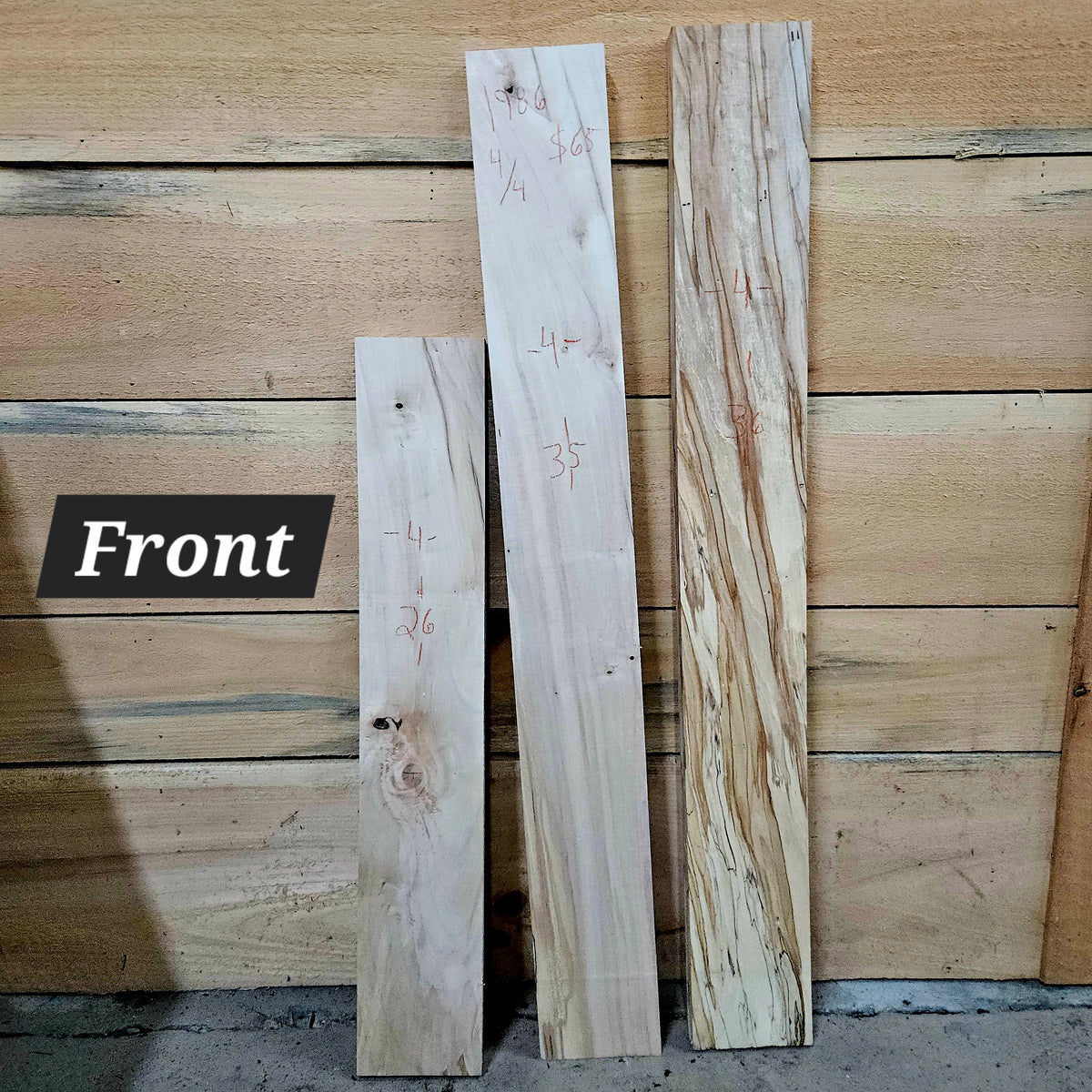 1986 Curly Spalted Ambrosia Maple 3-Piece DIY Wood Bundle