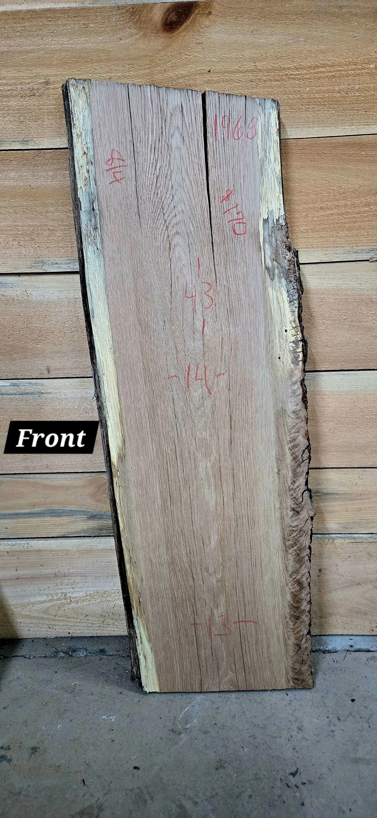 1968 White Oak Live Edge Slab – 43" × 14" × 8/4"