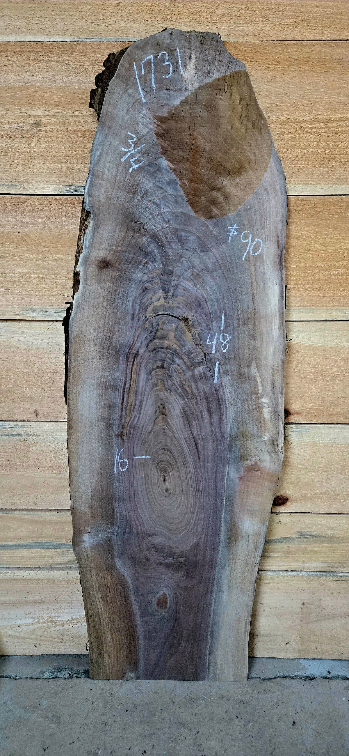 Walnut live edge slab #1731, view 1