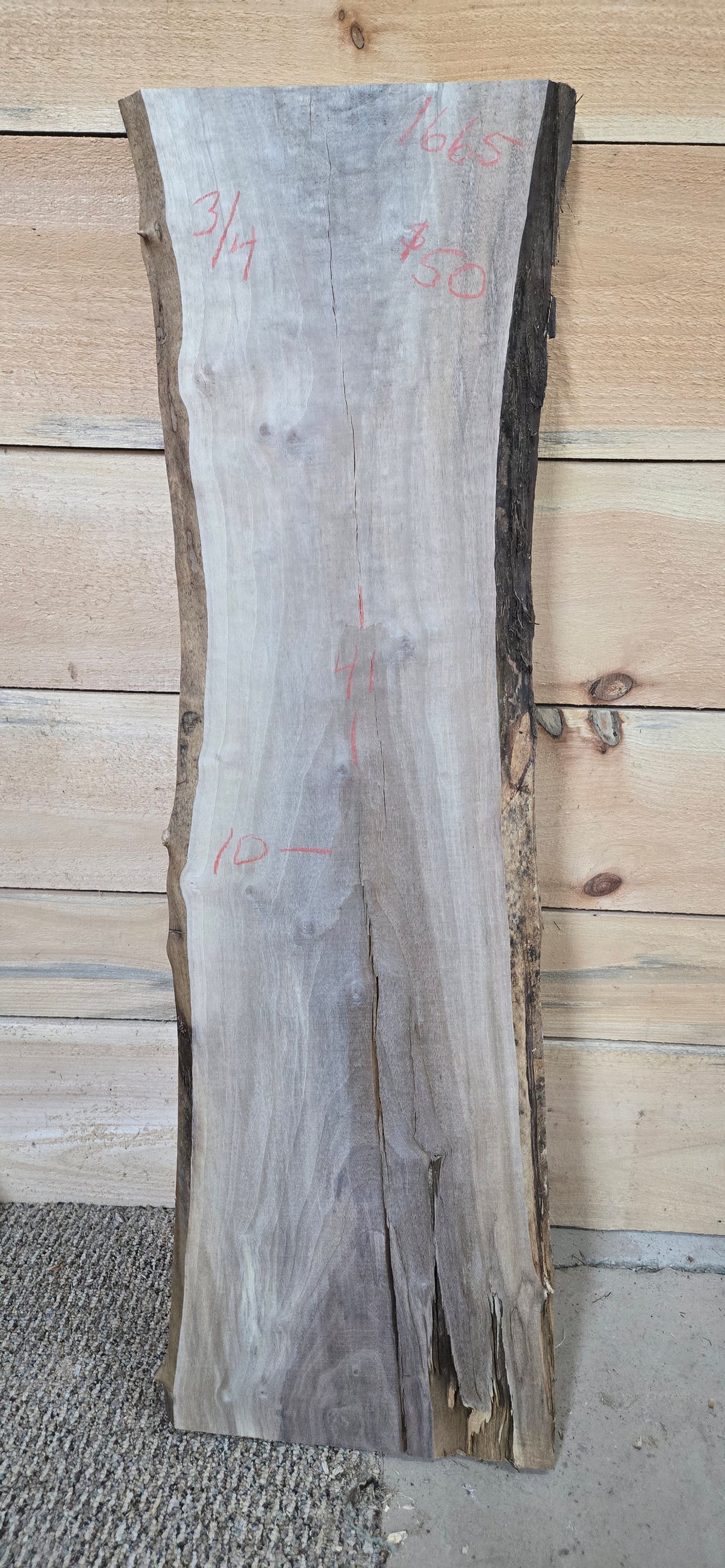 Walnut live edge slab #1665, view 1