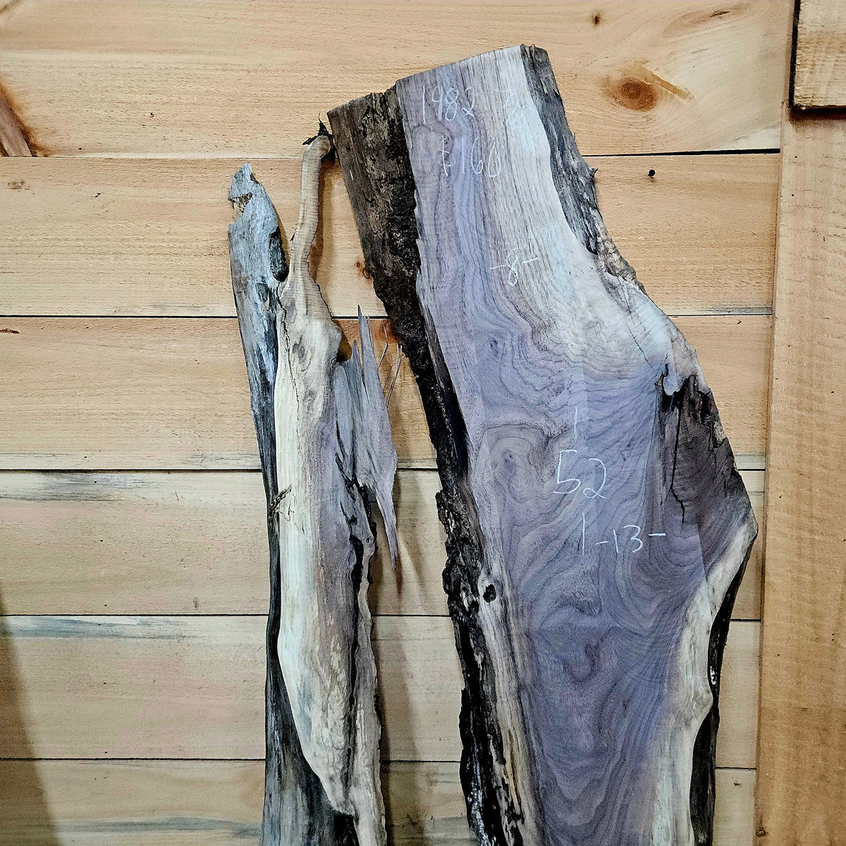 1982 Walnut Live Edge Slab – 52" × 7 - 13" × 7/4"