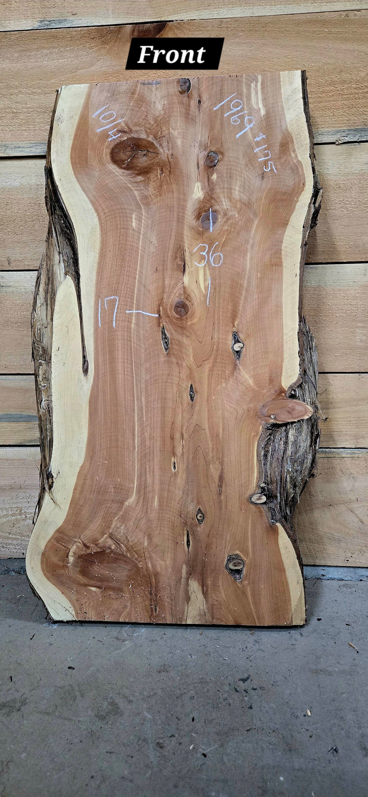1669 Cedar Live Edge Slab – 36" × 17" × 10/4"