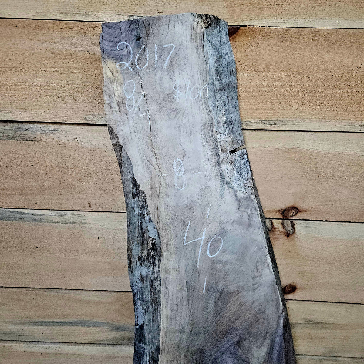 2017 Walnut Live Edge Slab – 40" × 8 - 11" × 8/4"