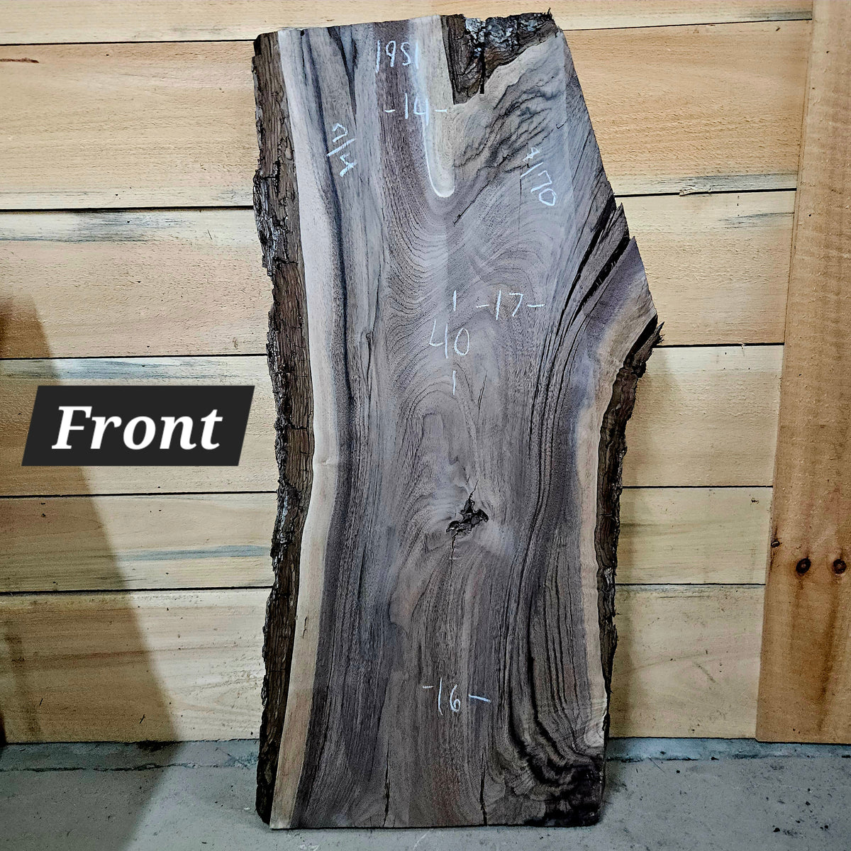 1951 Walnut Live Edge Slab – 40" × 14 - 17" × 7/4"