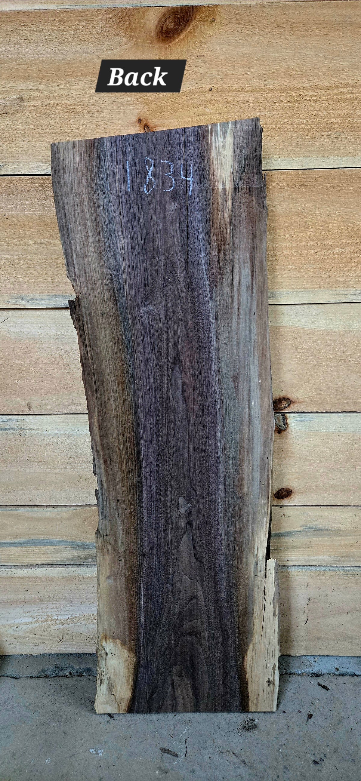 Walnut live edge slab #1834, view 2