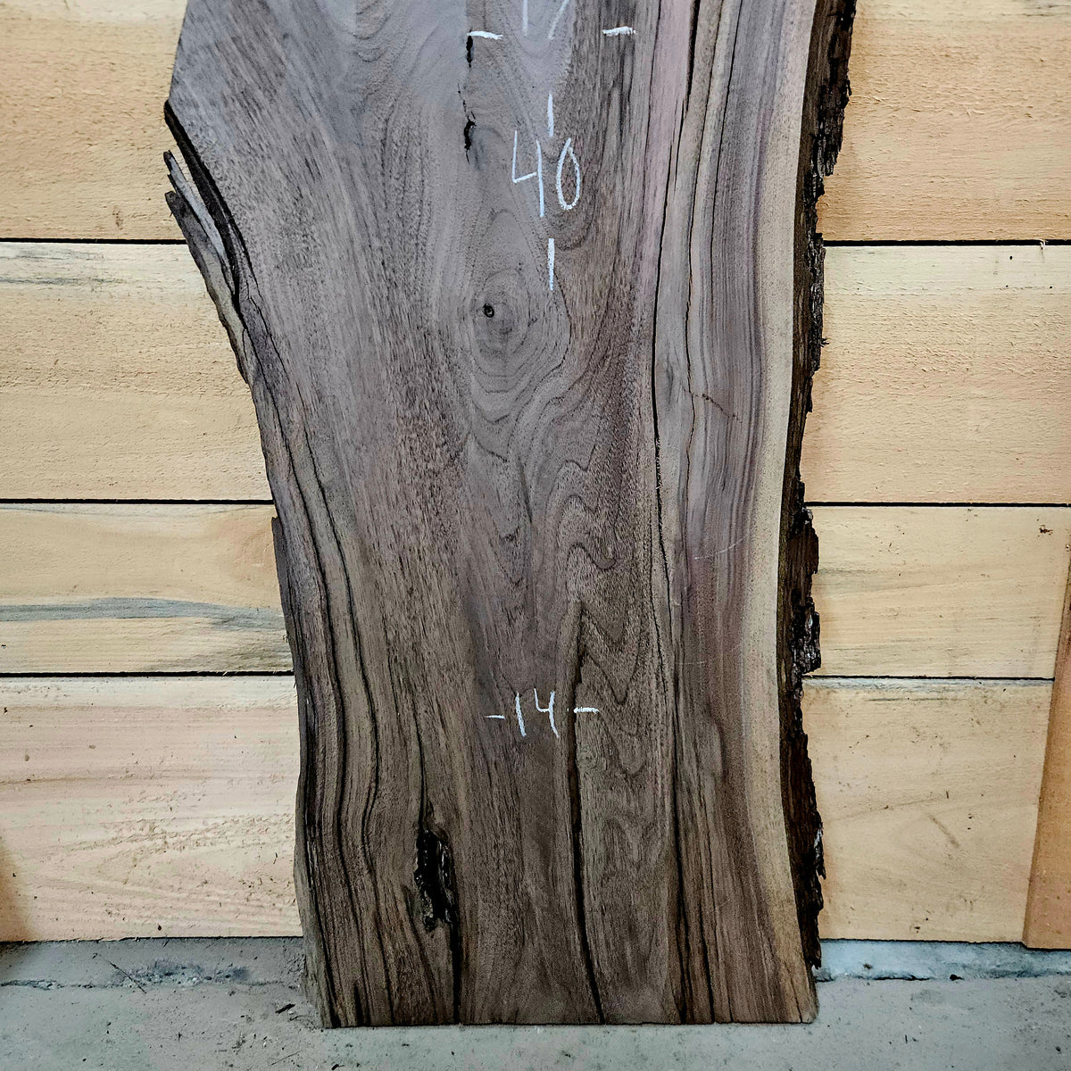 1947 Walnut Live Edge Slab – 40" × 14 -17" × 7/4"