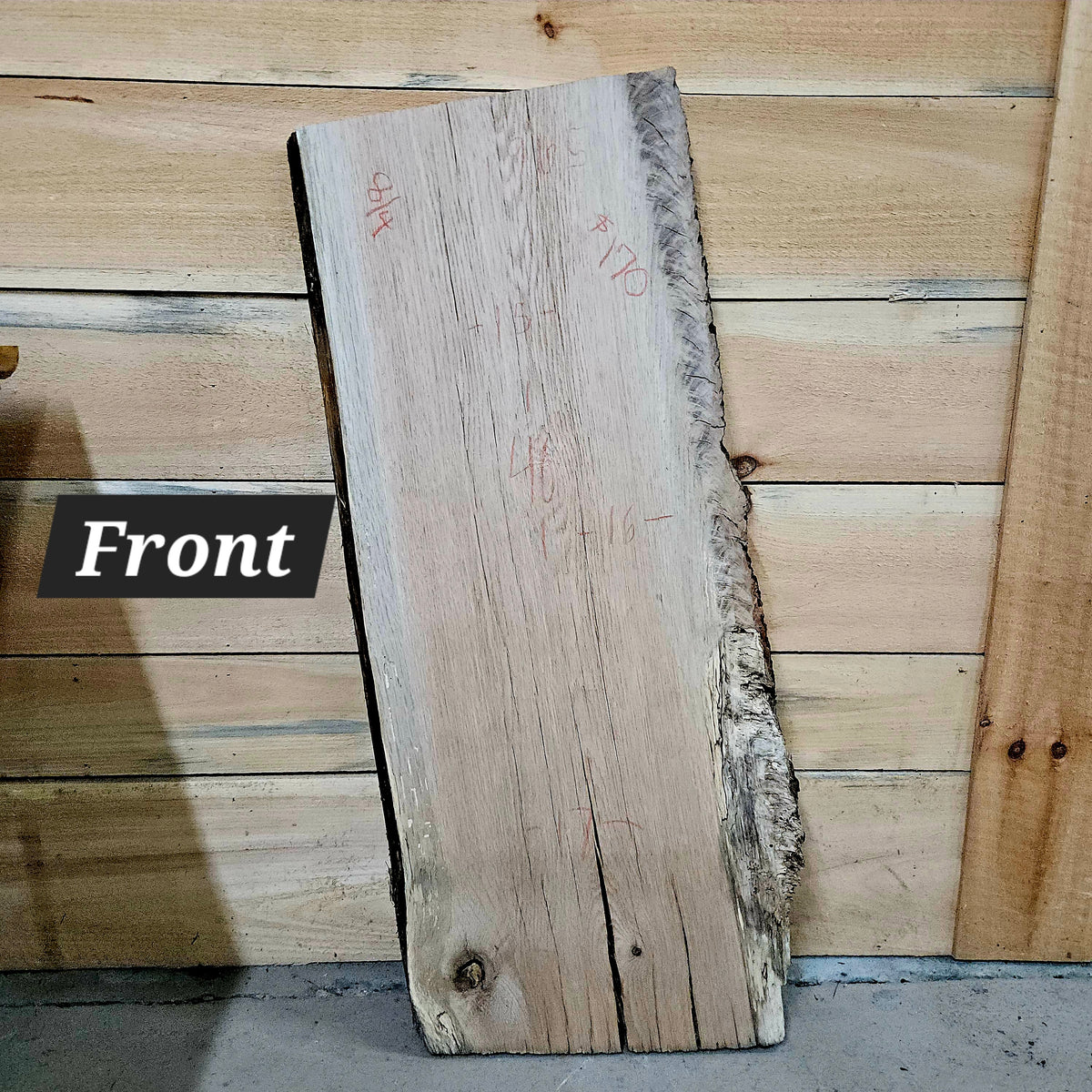 1965 White Oak Live Edge Slab – 40" × 15 - 17" × 8/4"