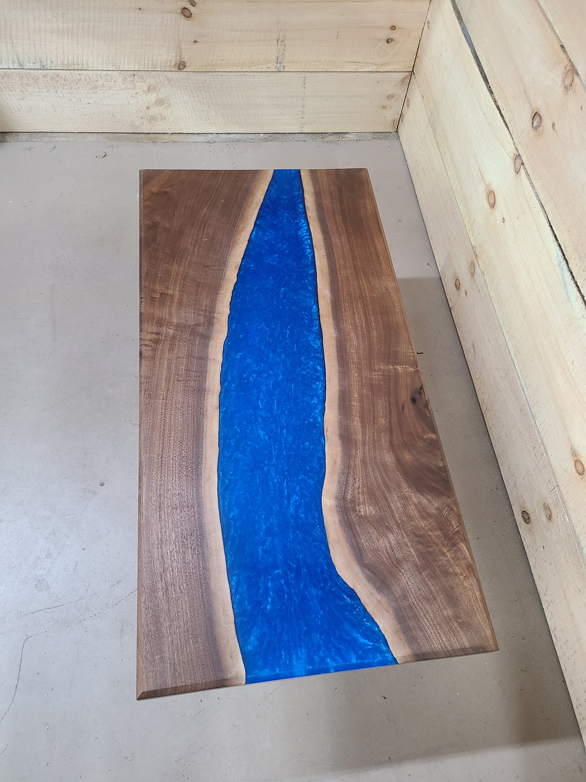 Blue Epoxy Walnut Coffee Table, view 2