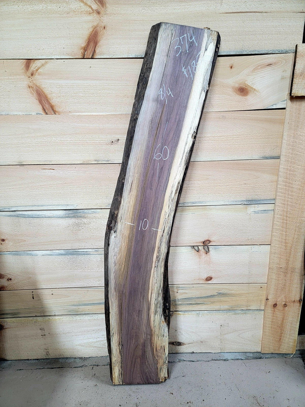 Walnut live edge slab #374, view 1